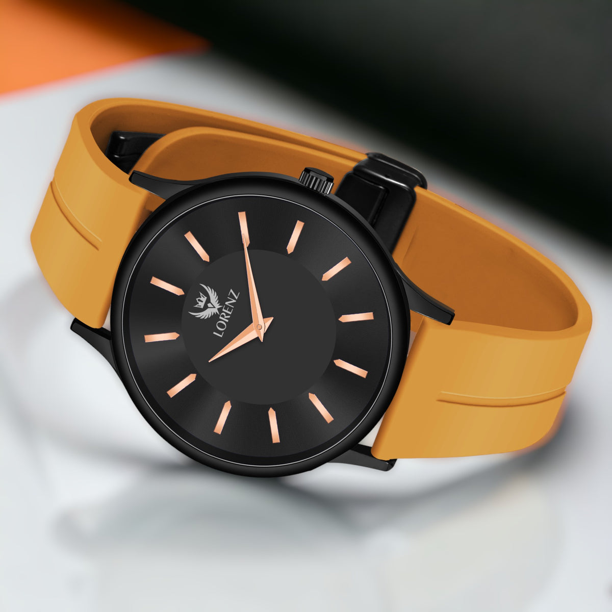 Lorenz Black Dial Men's Watch with Yellow Magnetic Strap – Lorenz