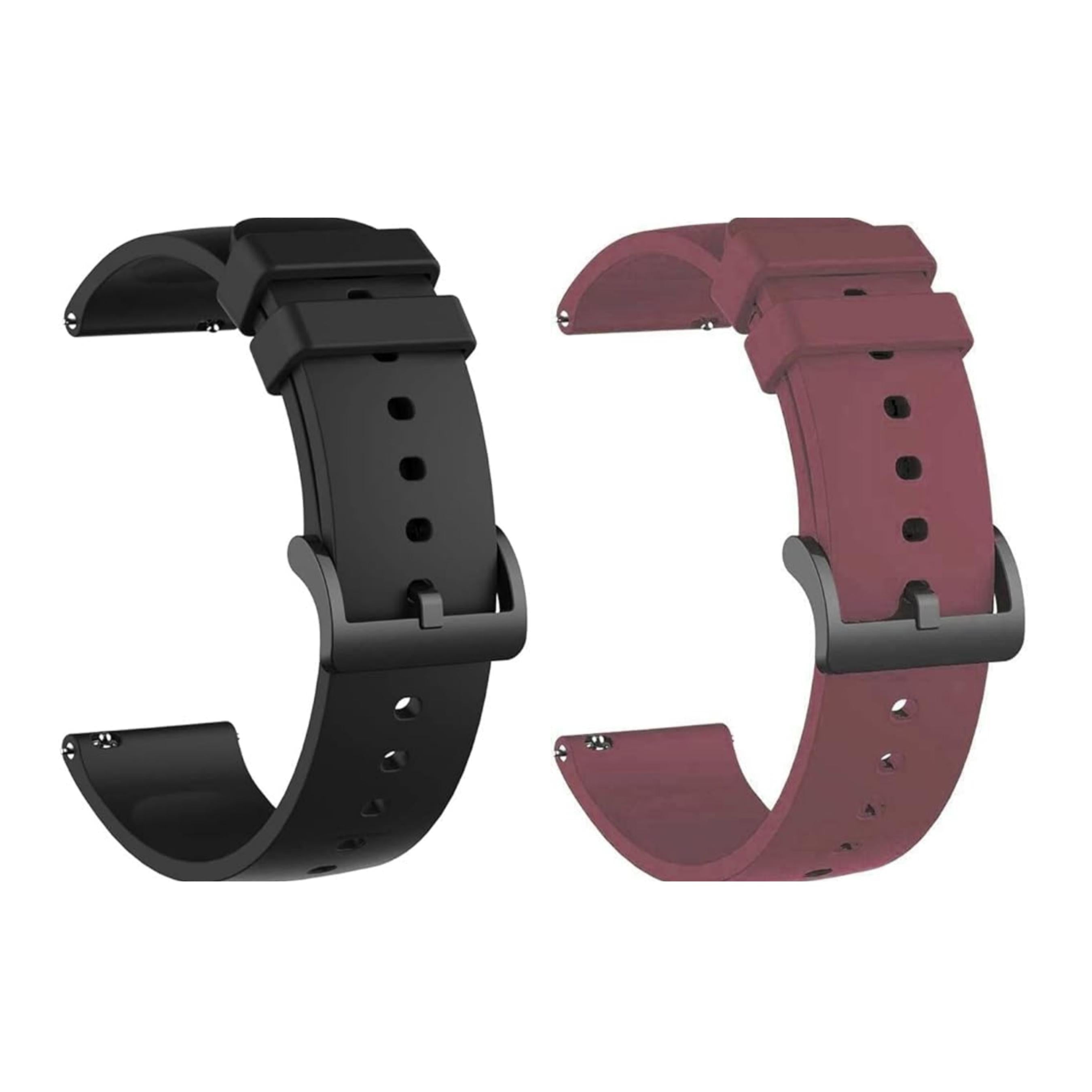 Lorenz Silicone 22MM Replacement Watch Strap With Buckle Lock Compatible with Boat Xtend, Boat Xtend Pro, Noise Colorfit Pulse 2 Max, Noise Pulse Go Buzz, Fireboltt Phoenix & all other Watches (Black,Maroon)