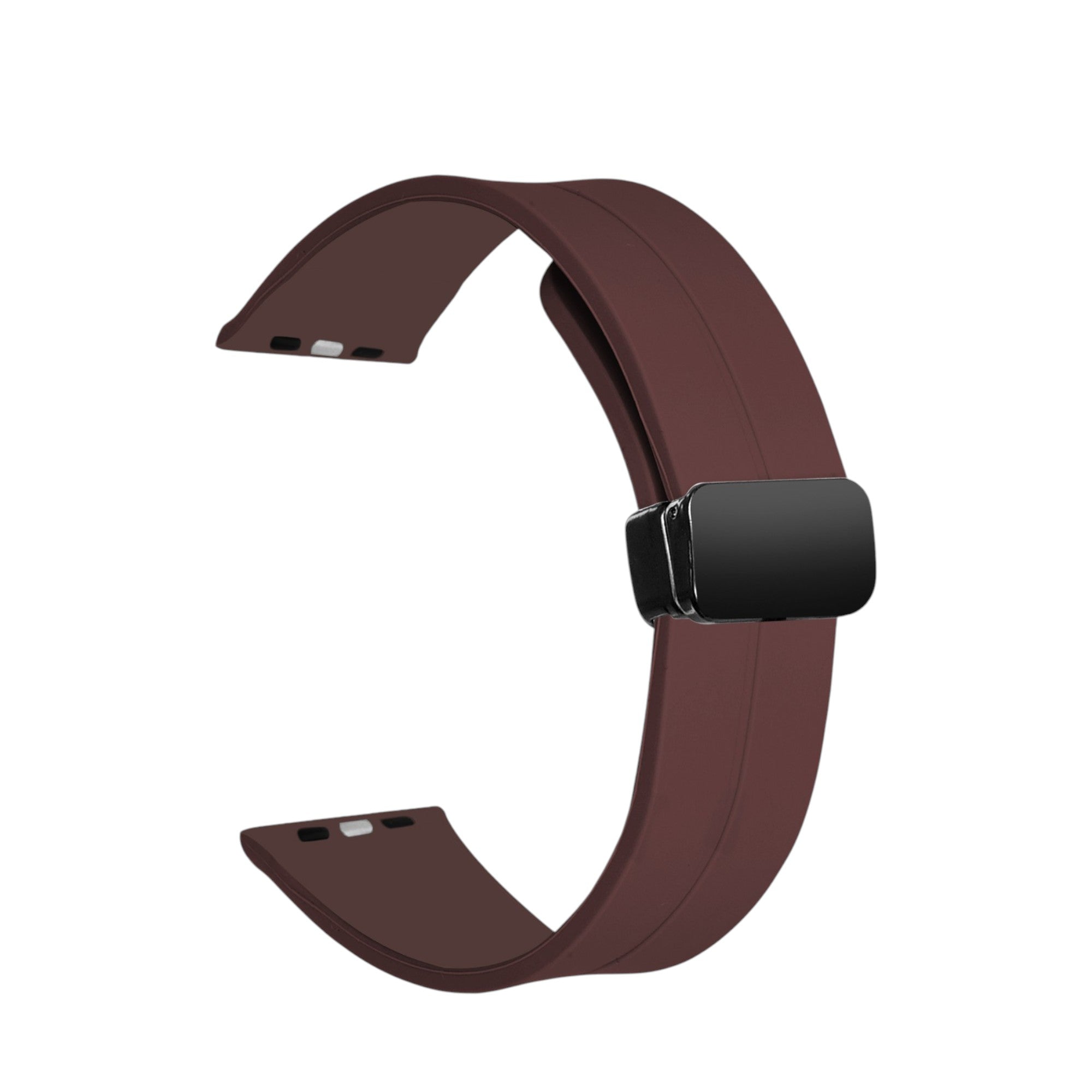 LORENZ Silicone Replacement iWatch Strap with Adjustable Magnetic Lock Feature Compatible with 42mm/44mm/45mm/49mm Watches (Brown)