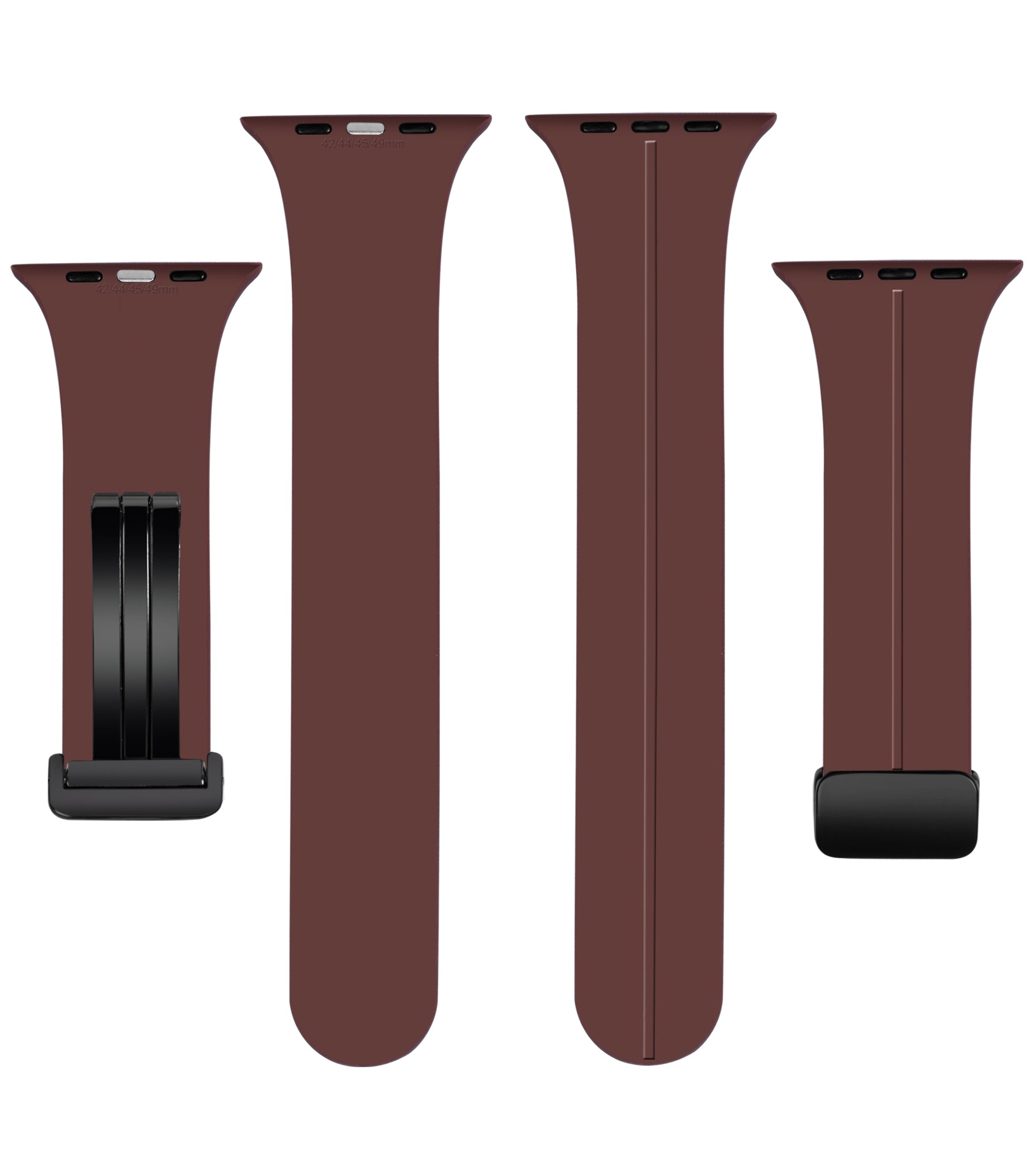LORENZ Silicone Replacement iWatch Strap with Adjustable Magnetic Lock Feature Compatible with 42mm/44mm/45mm/49mm Watches (Brown)