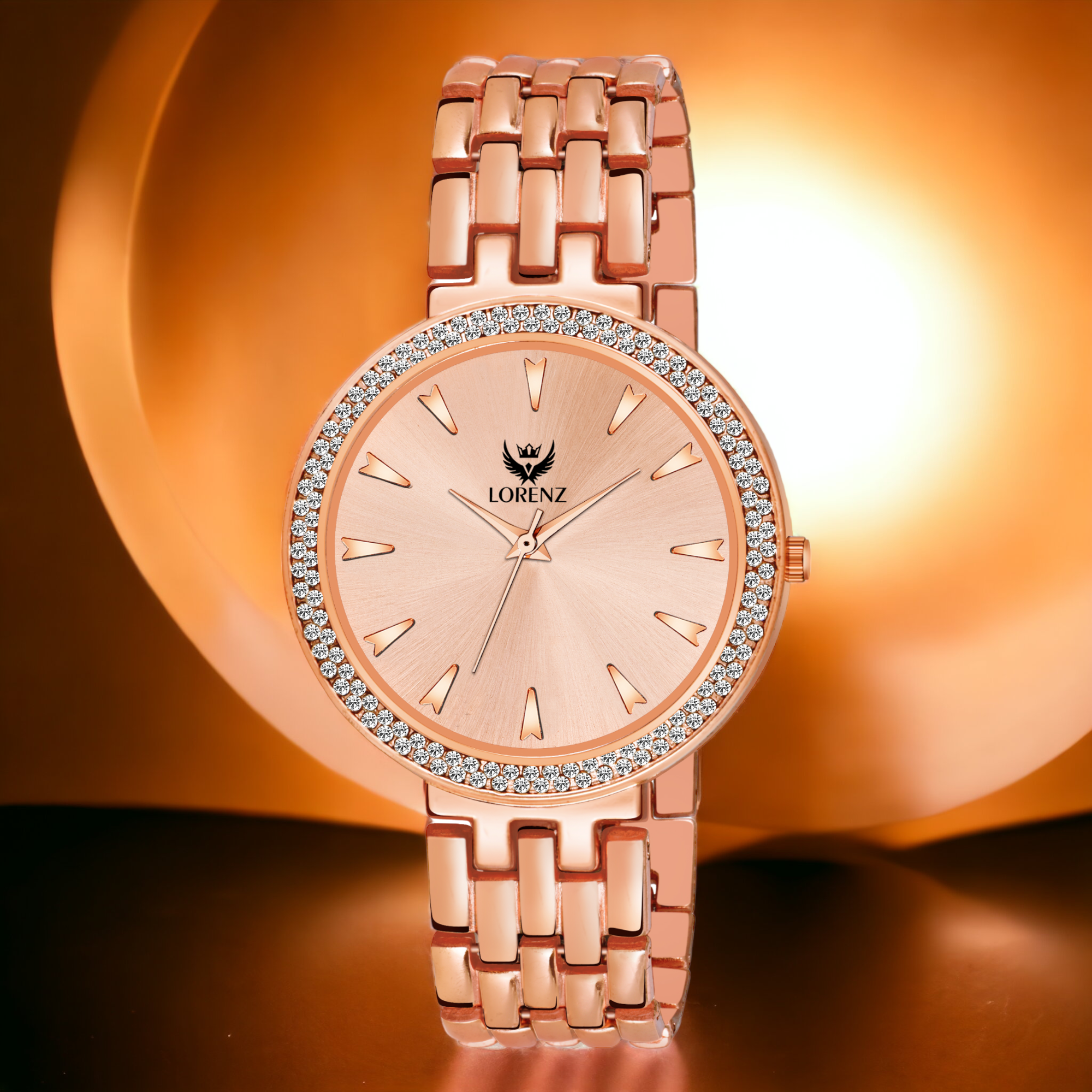 Women's Rose Gold Watch with Stainless Steel Band by Lorenz