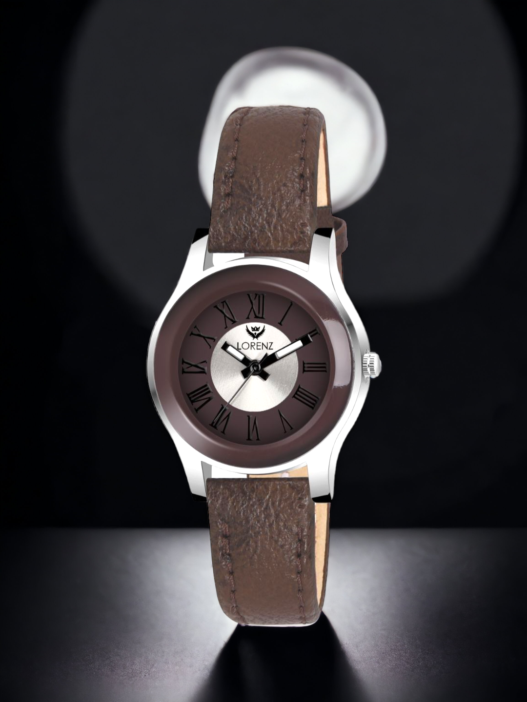 Lorenz Two-Tone Dial Watch with Brown Leather Strap