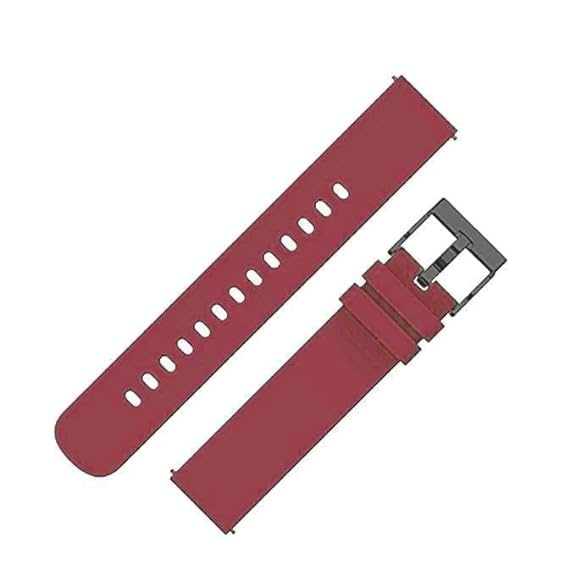 Lorenz Silicone 22MM Replacement Watch Strap With Buckle Lock Compatible with Boat Xtend, Boat Xtend Pro, Noise Colorfit Pulse 2 Max, Noise Pulse Go Buzz, Fireboltt Phoenix & all other Watches (Maroon,Grey)