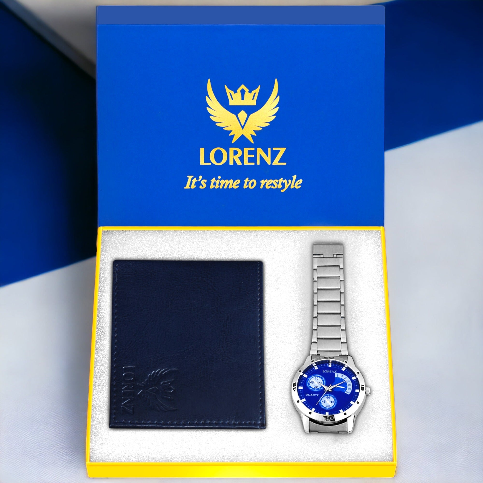 Lorenz Men's Blue Watch & Wallet Gift Set