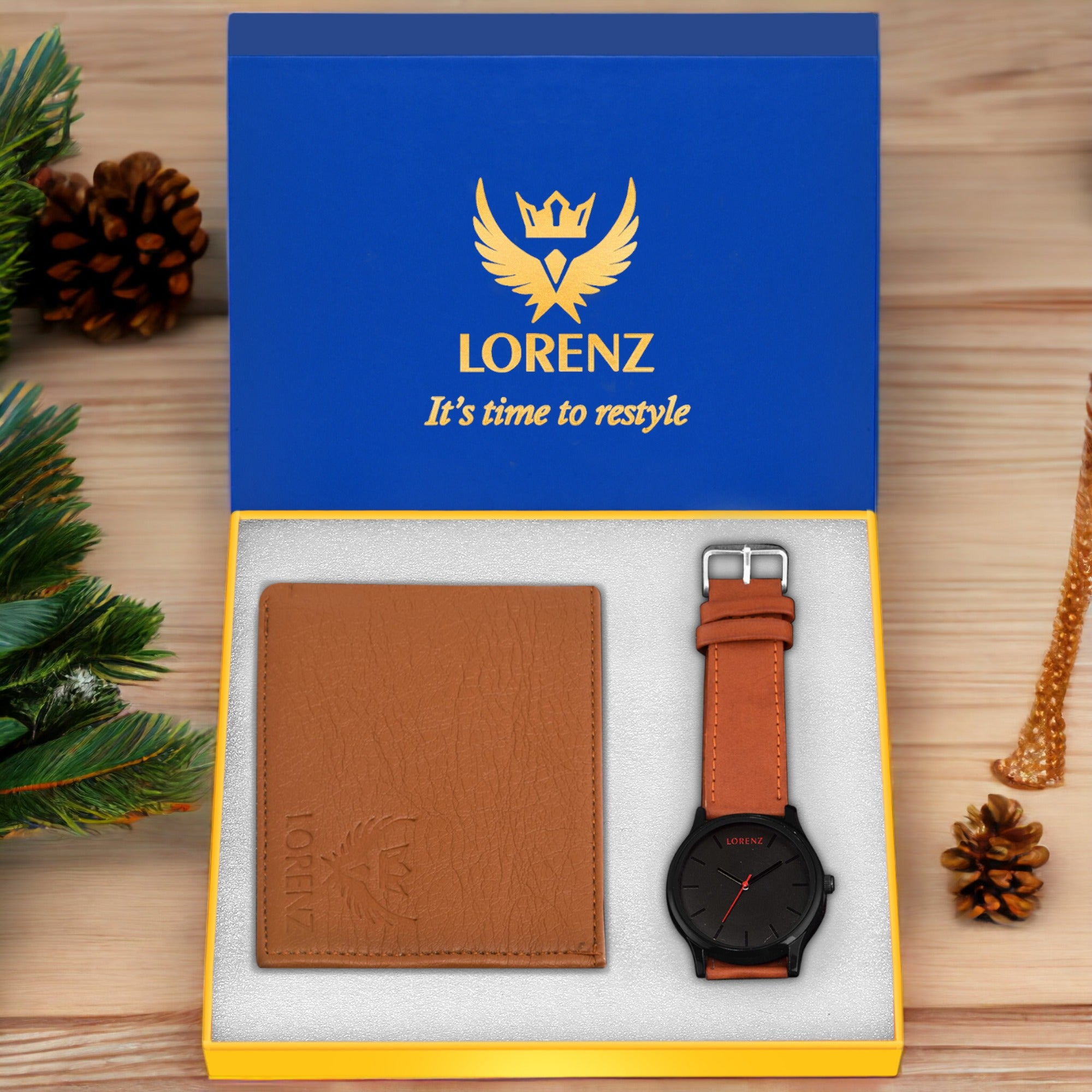 Lorenz Men's TAN Watch & Wallet Combo- CM-1049WL-TAN