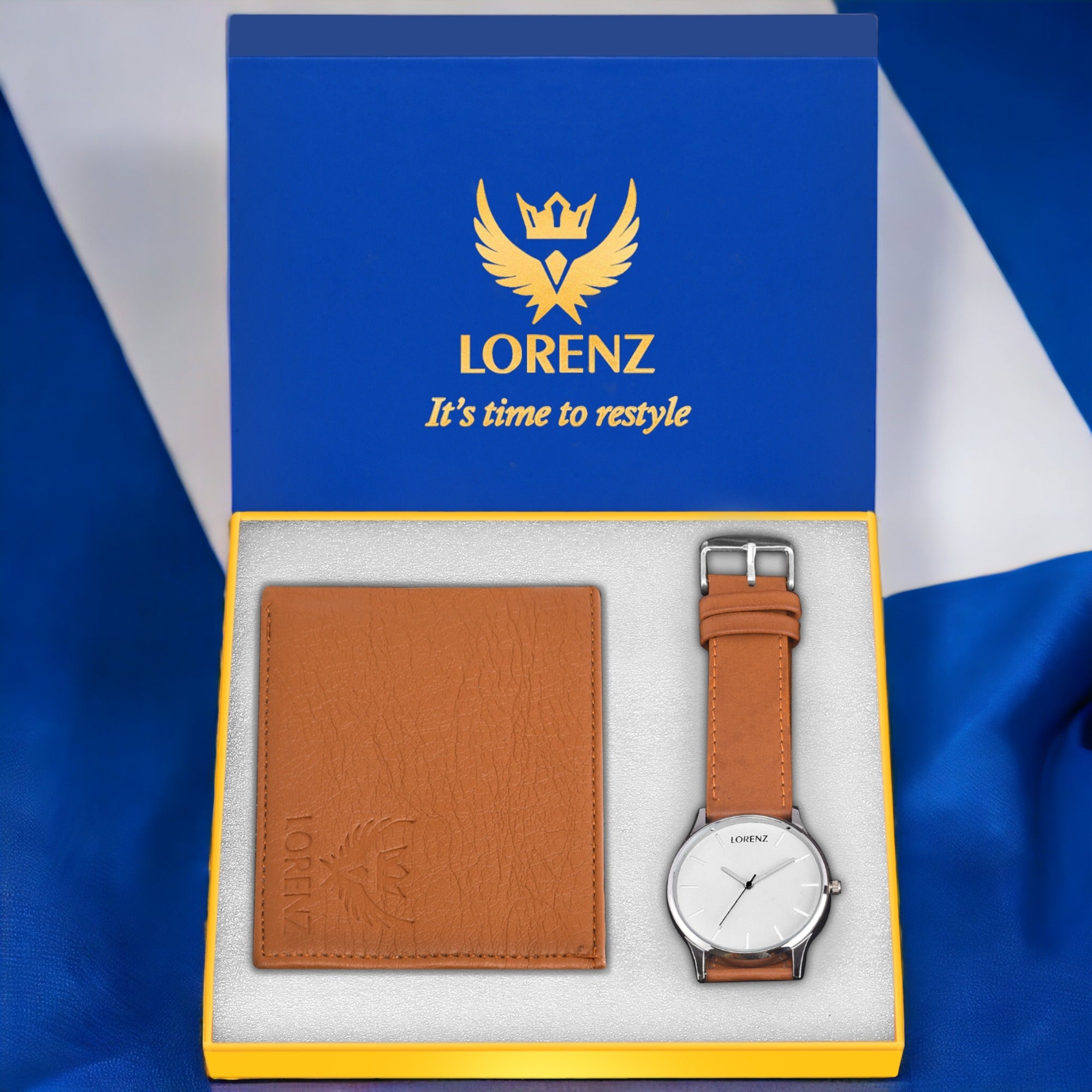 Lorenz Men's Tan Colour Watch and Wallet Combo