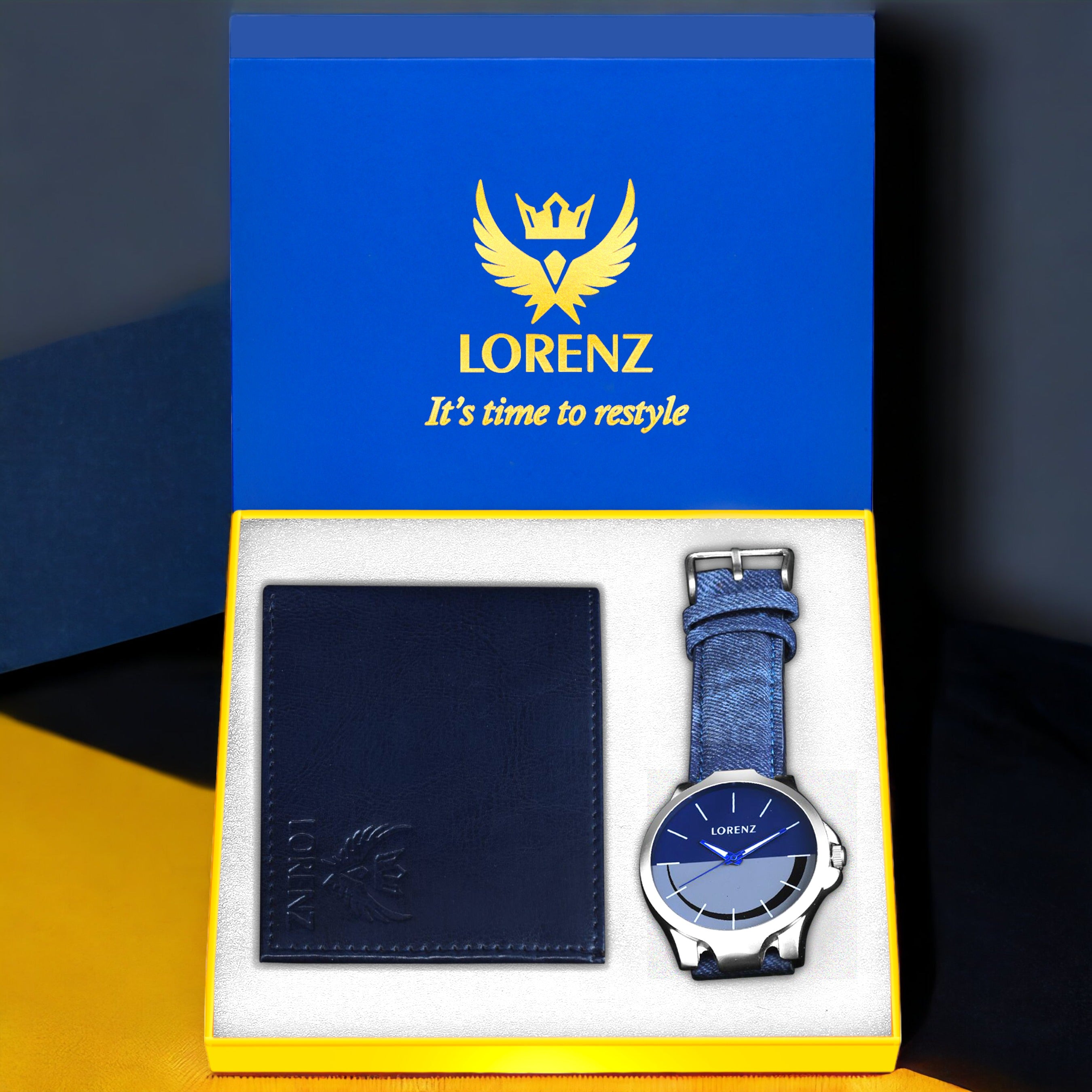 Lorenz Men's Blue Watch & Wallet Gift Set