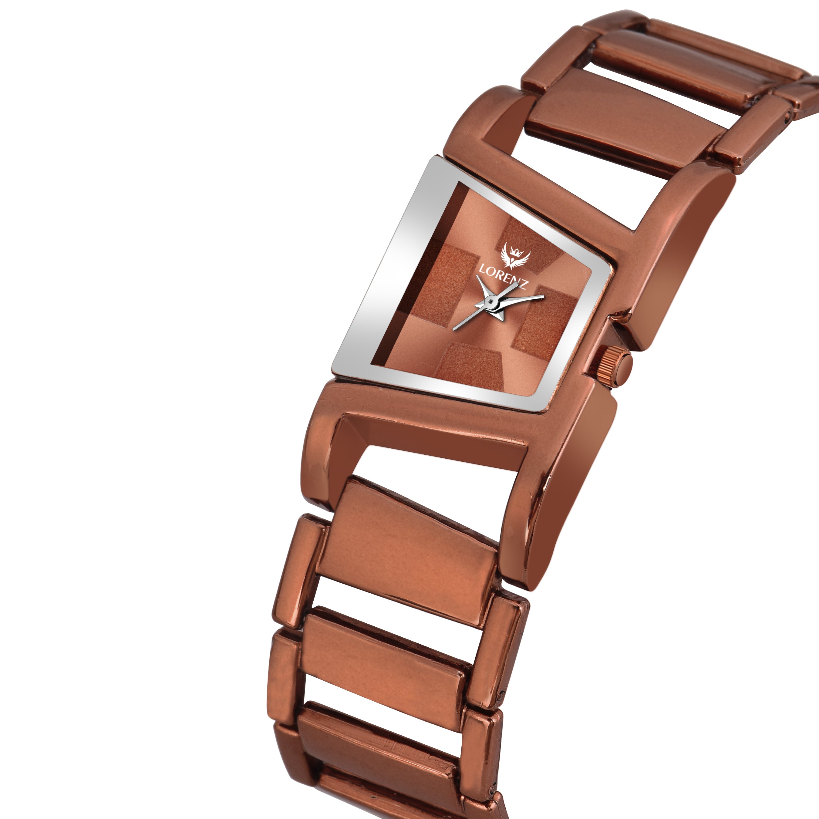 Lorenz Women’s Gift Set – Premium Brown Wallet & Stylish Rose Gold Bracelet Watch in Gift Box