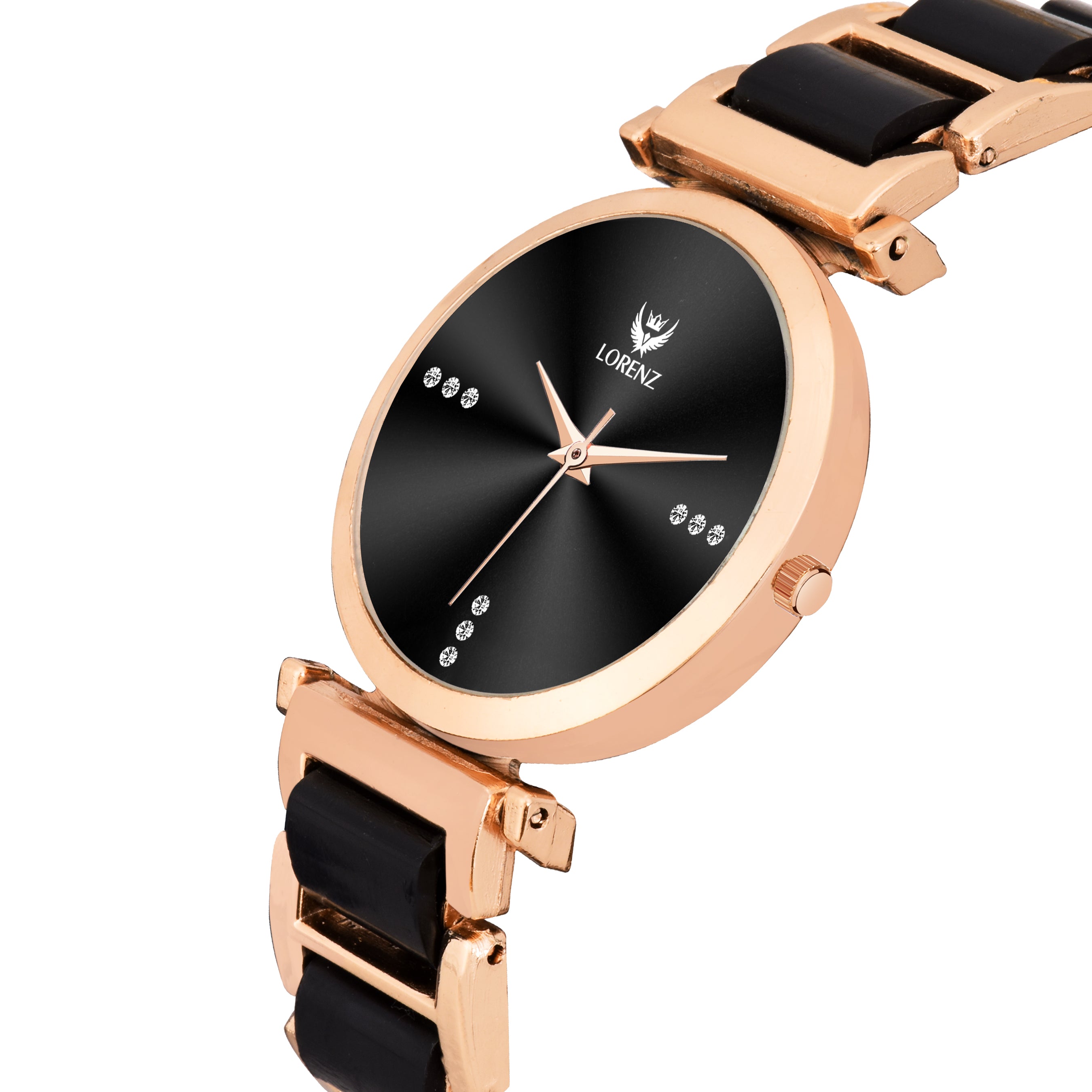 Lorenz Women’s Gift Set – Stylish Gold Wallet & Black Dial Bracelet Watch in Premium Gift Box