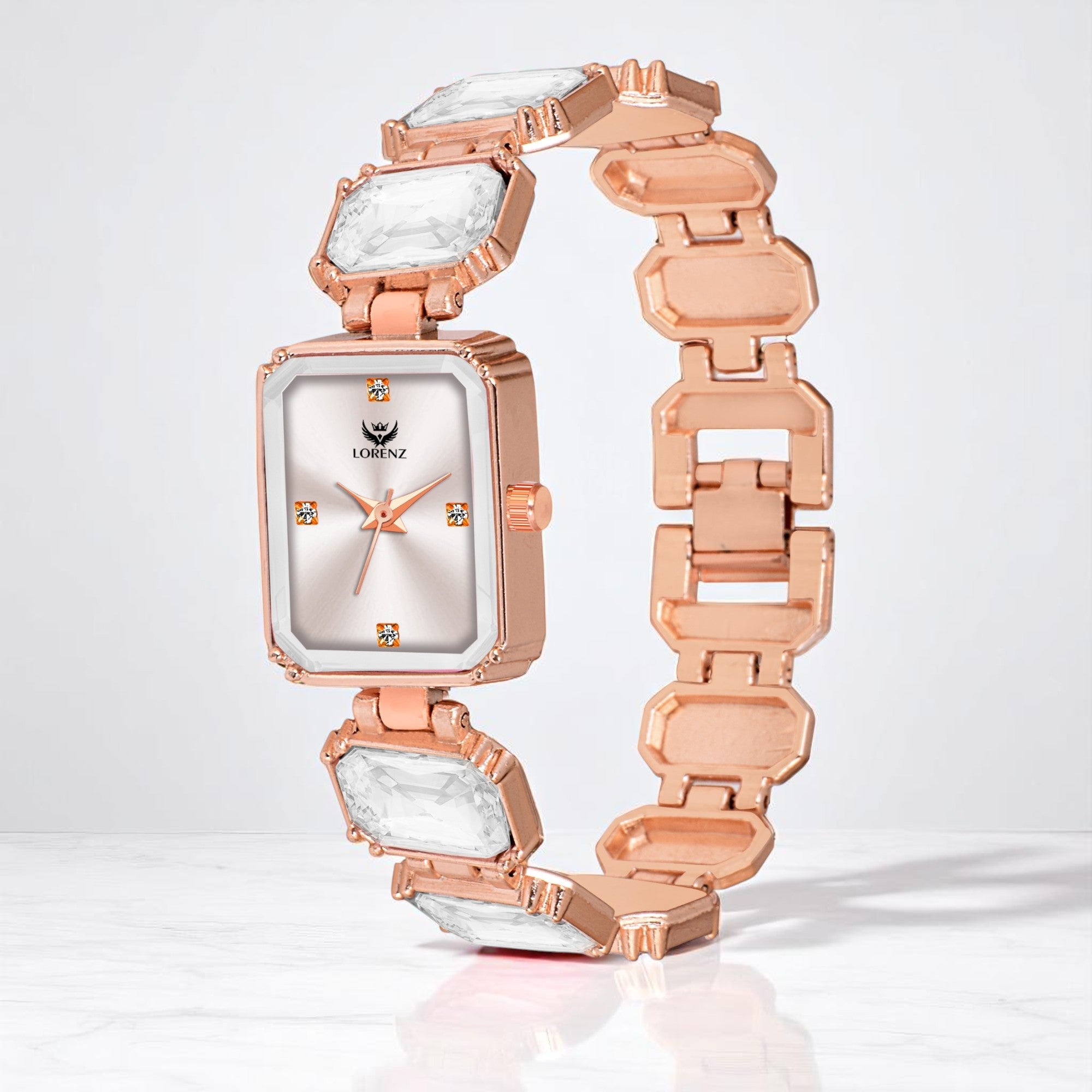 Lorenz Women’s Gift Set – Elegant Gold Wallet with Multiple Compartments & Crystal Bracelet Watch in Premium Gift Box