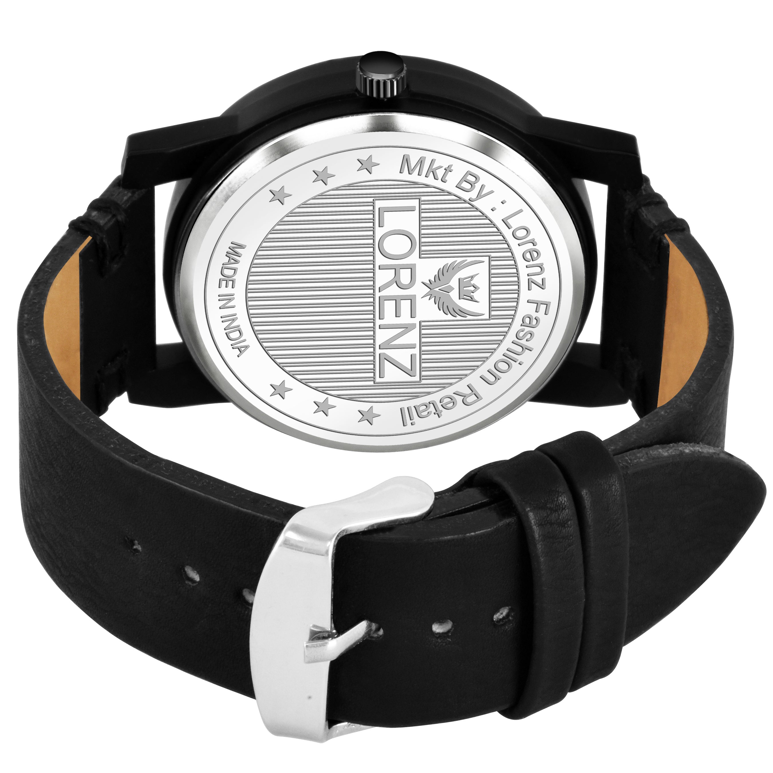 Lorenz Combo of Black Dial Watch & Black Wallet for Men- CM-3071WL-33