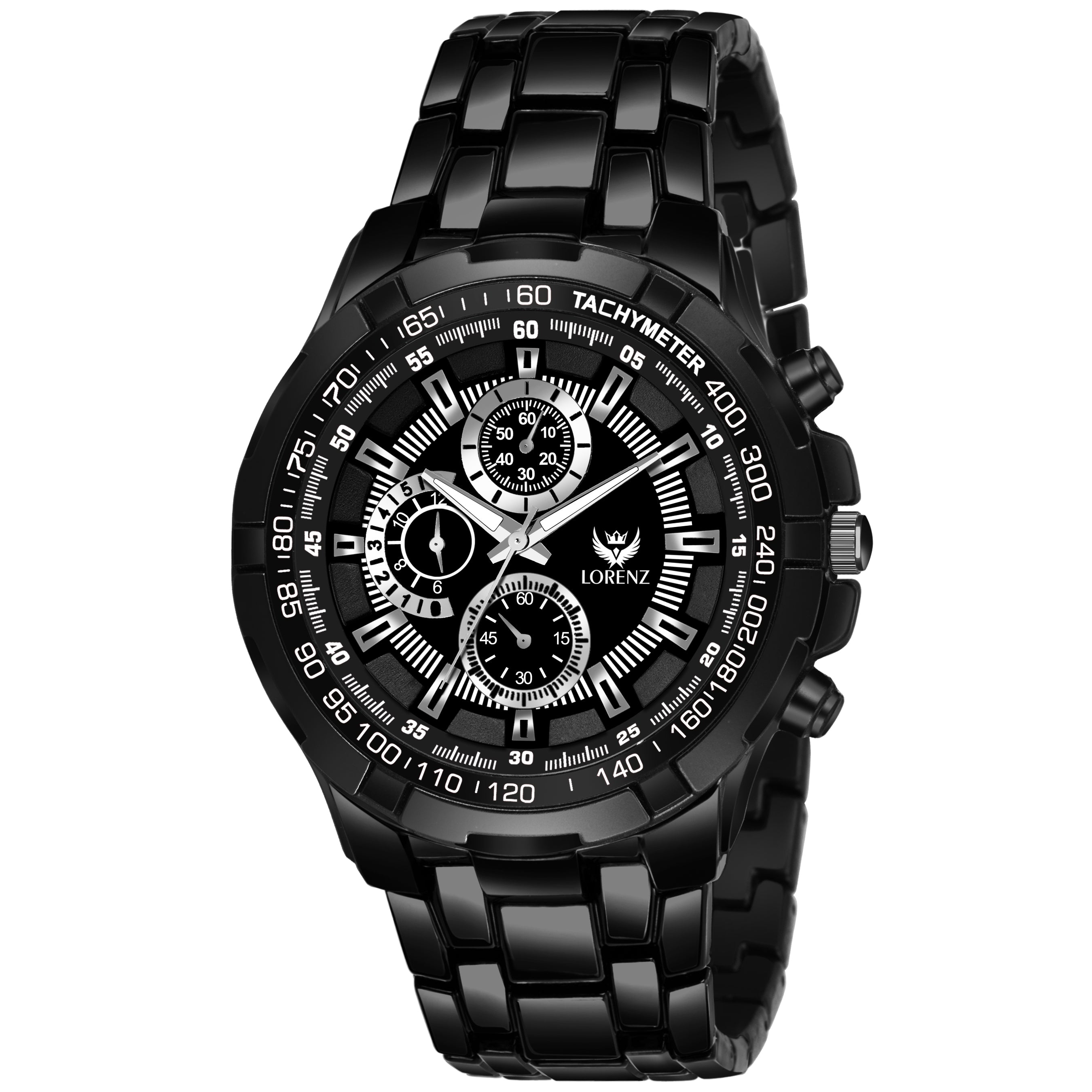 Lorenz Combo of Black Dial Watch & Black Wallet for Men- CM-3080WL-33