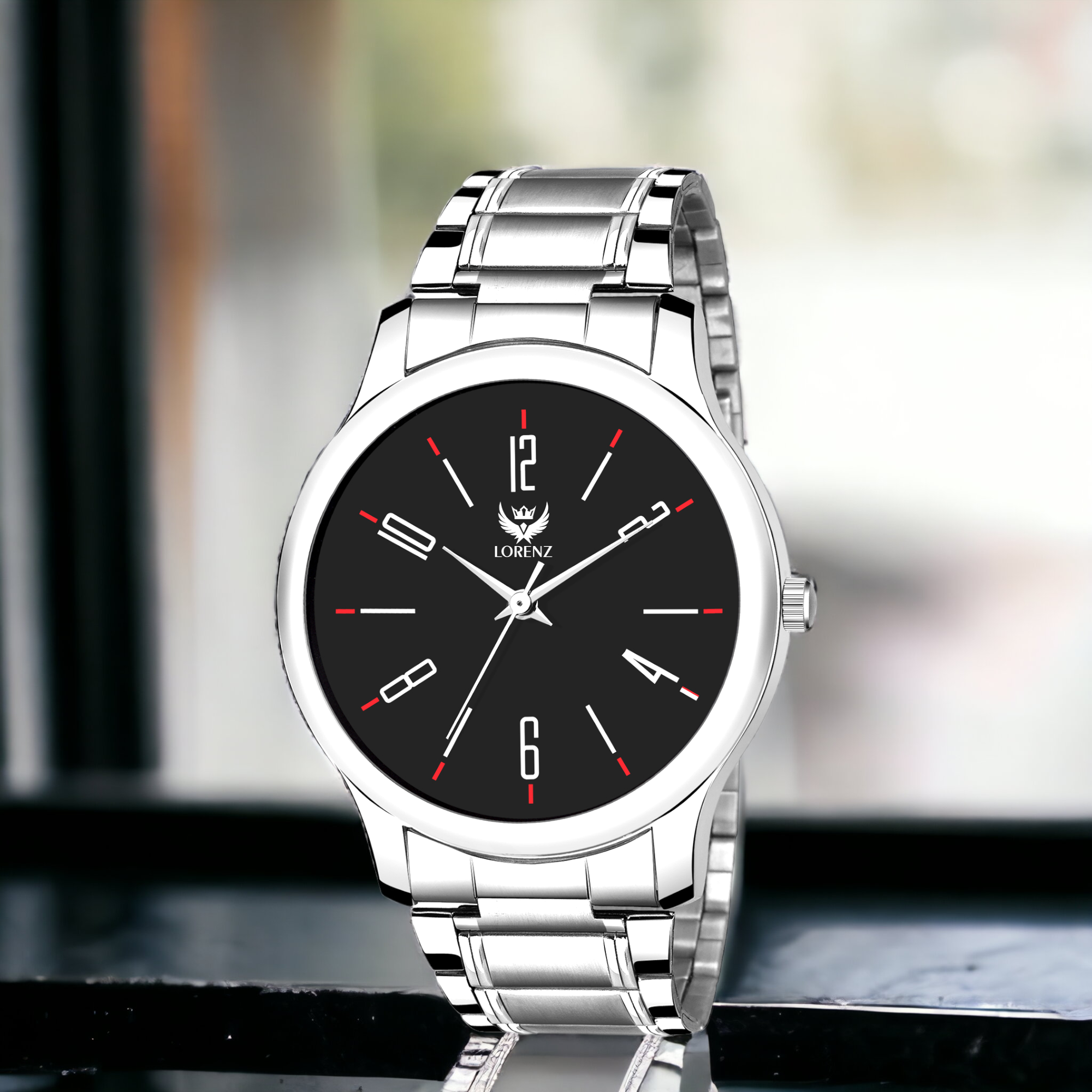 Lorenz MK-2030W Stainless Steel Black Dial Watch for Men