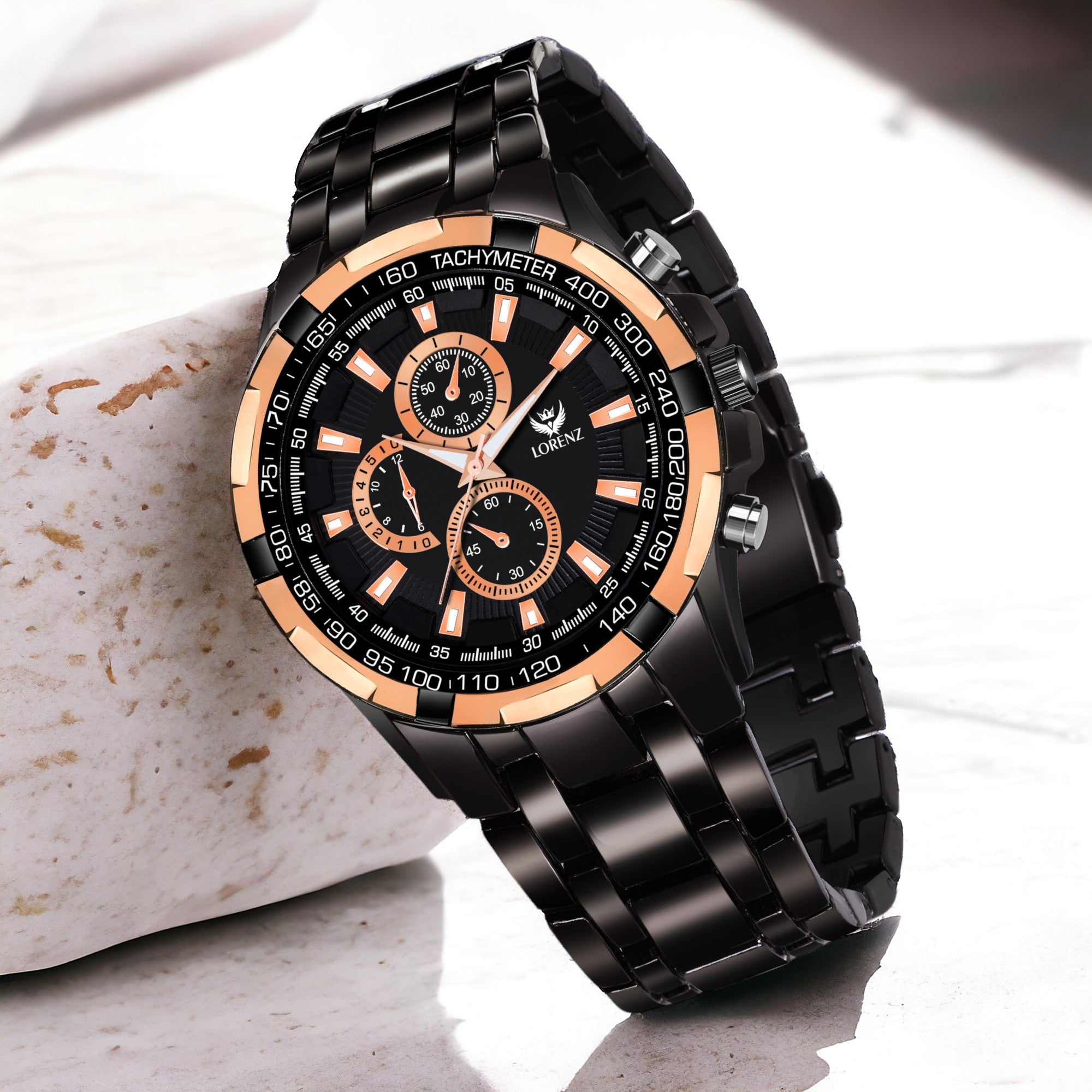 Lorenz Black Dial Analog Watch for Men & Boys (Brown, Silver, Black)