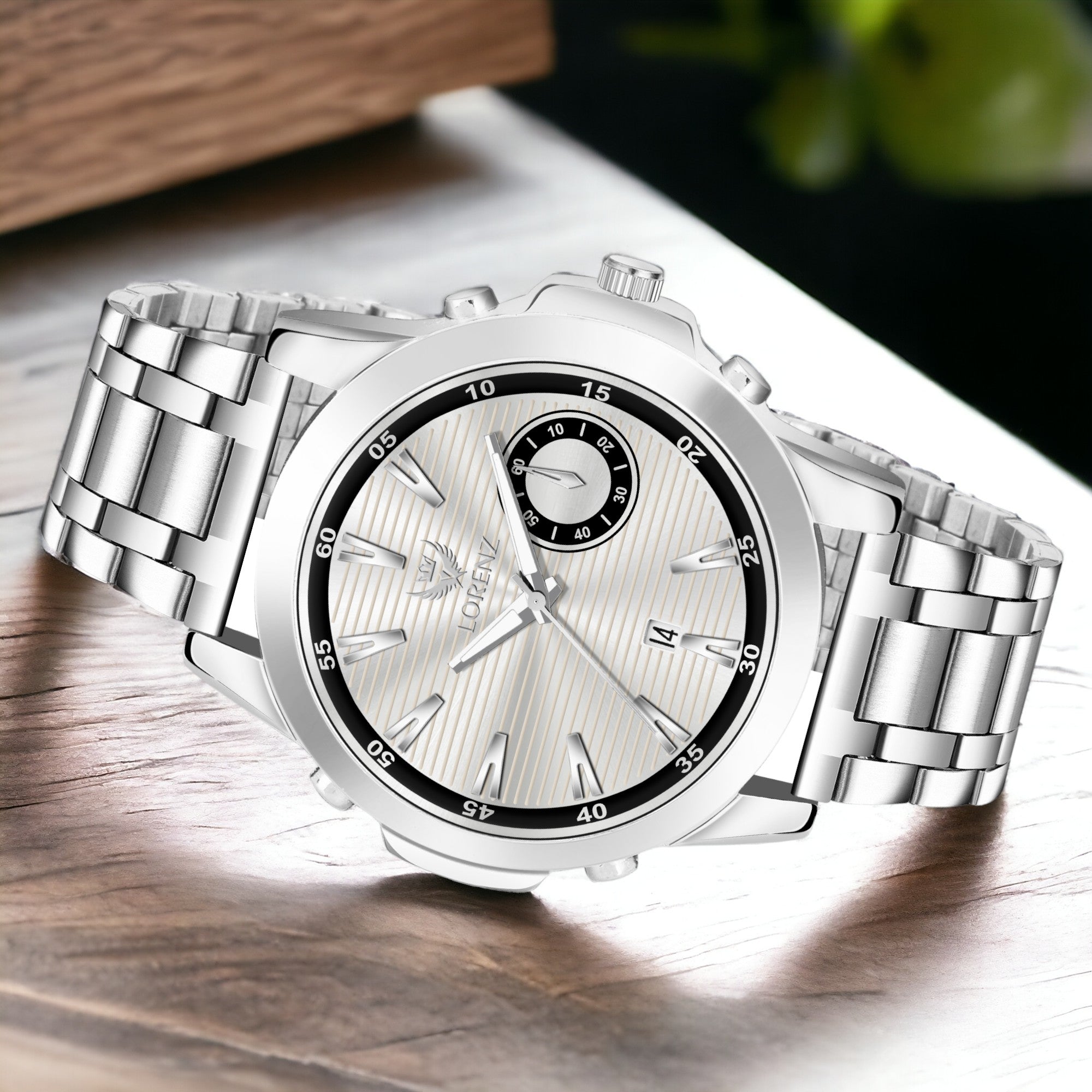 Men's Stainless Steel Analog Date Watch by Lorenz