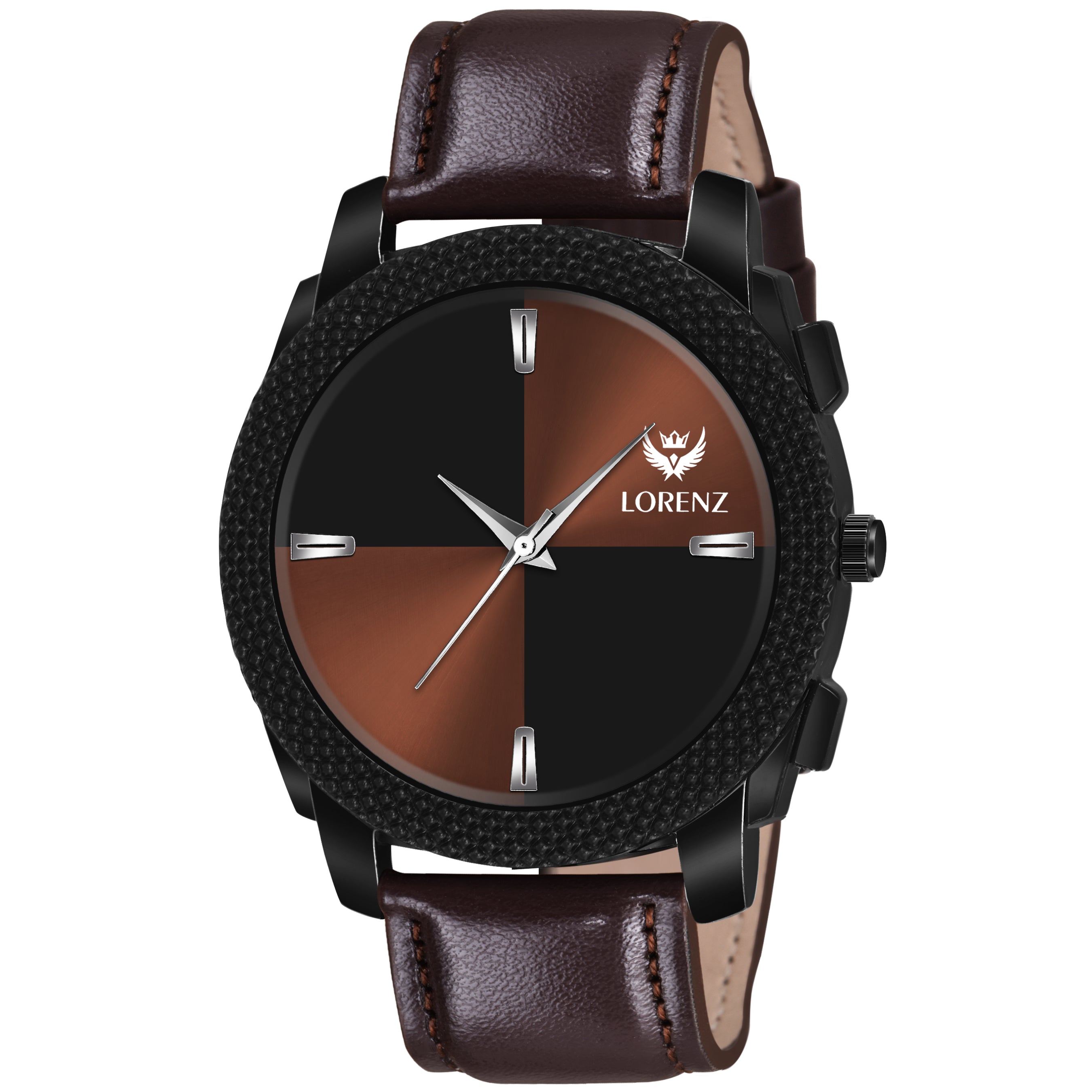  Black Dial Brown Leather Strap Watch 