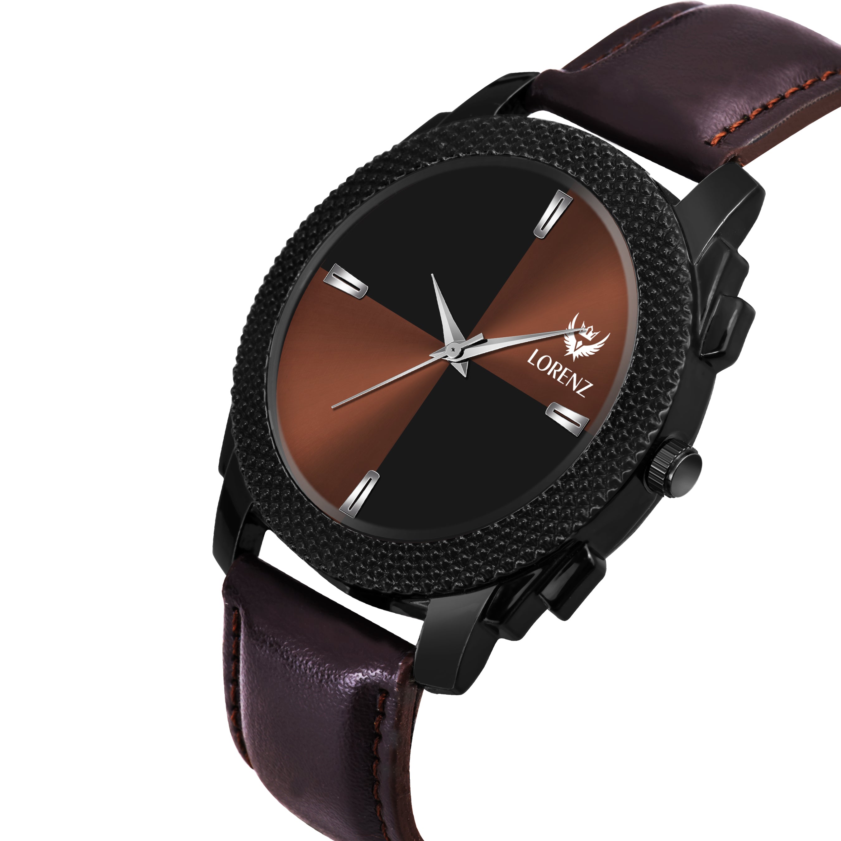 Black Dial Brown Leather Strap Watch 