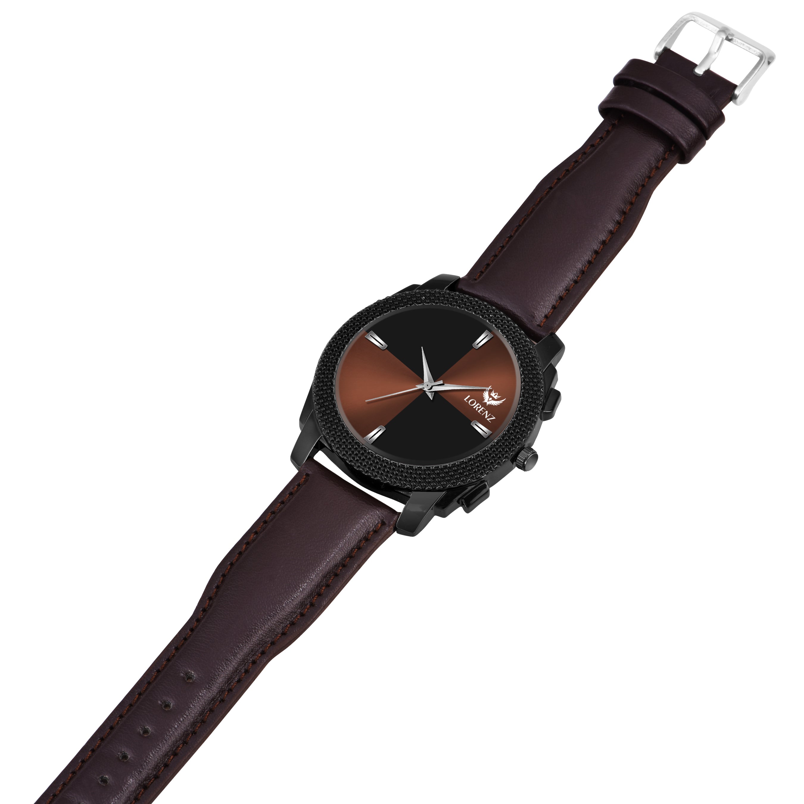 Black Dial Brown Leather Strap Watch 