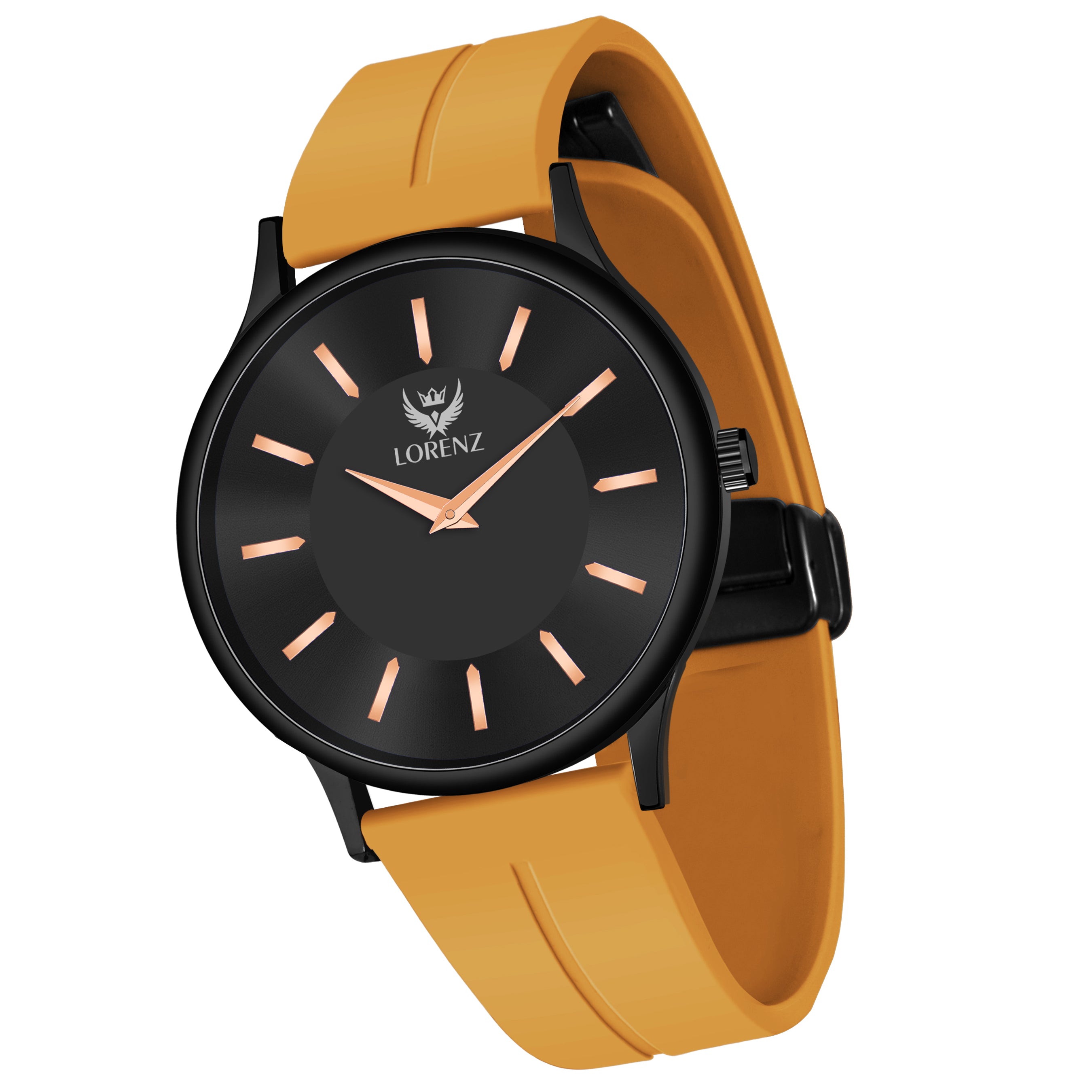 Lorenz Black Dial Men's Watch with Yellow Magnetic Strap