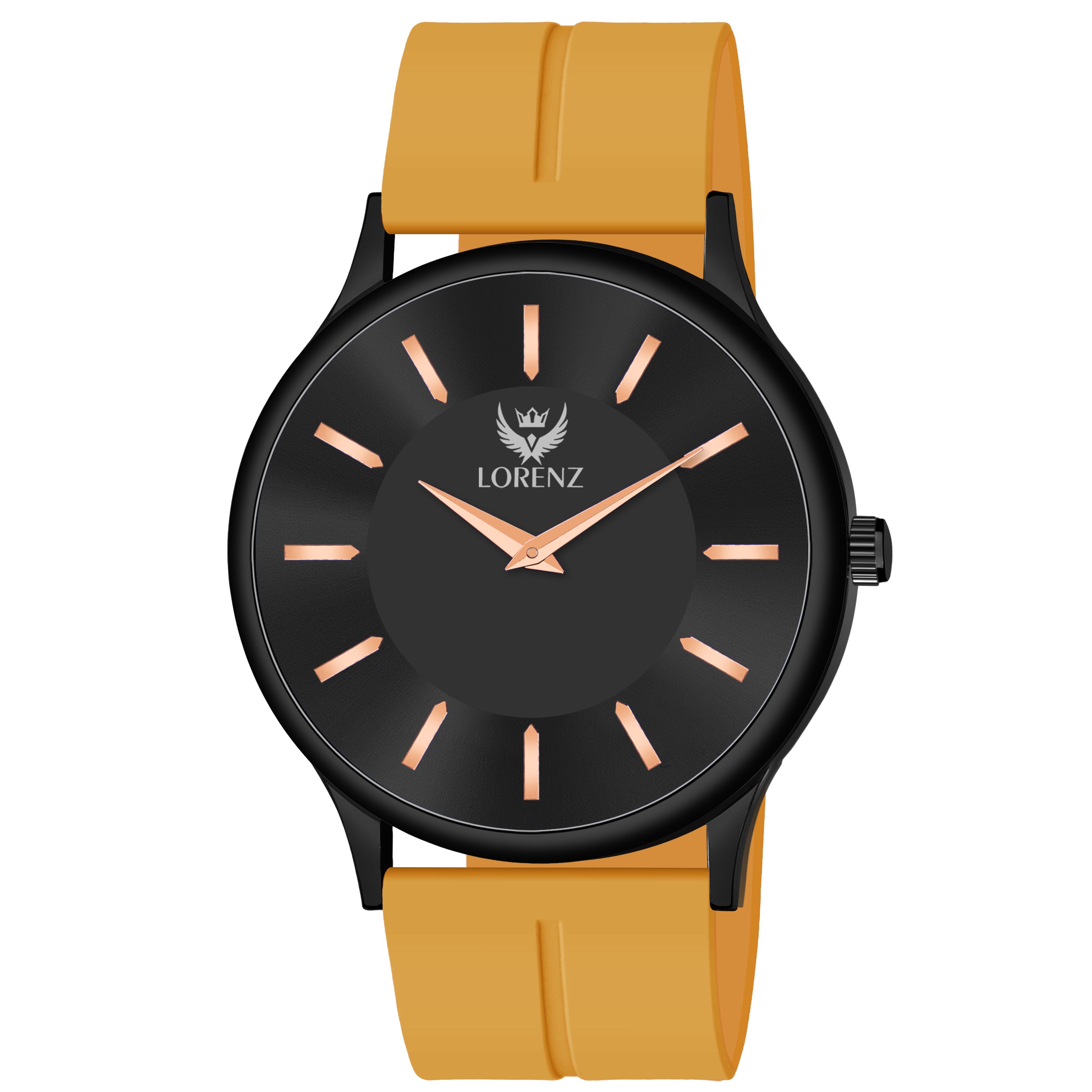 Lorenz Black Dial Men's Watch with Yellow Magnetic Strap
