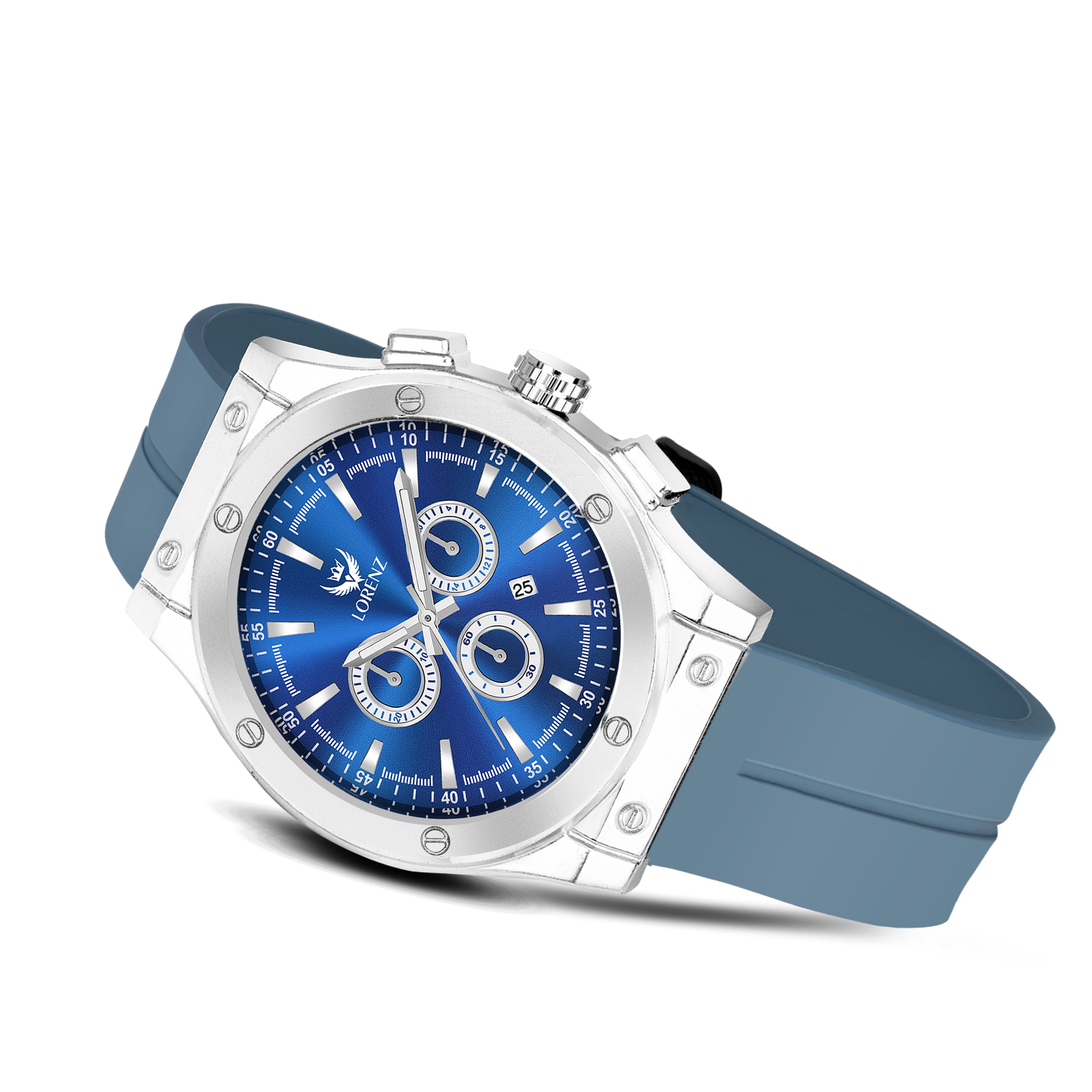 Lorenz Men's Blue Date Analog Watch with Magnetic Silicone Strap