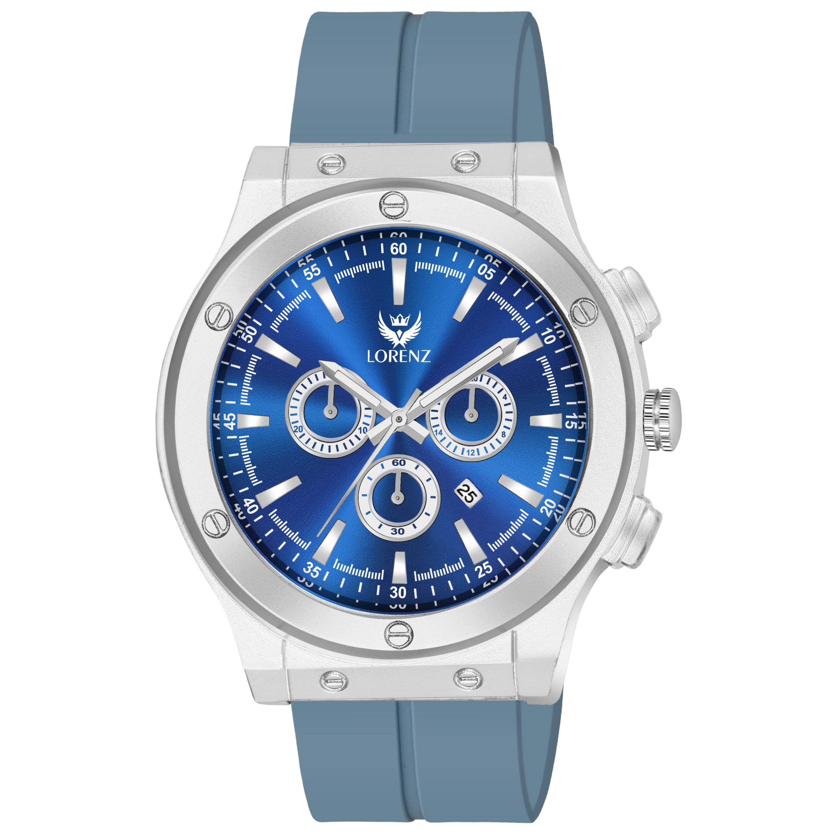 Lorenz Men's Blue Date Analog Watch with Magnetic Silicone Strap