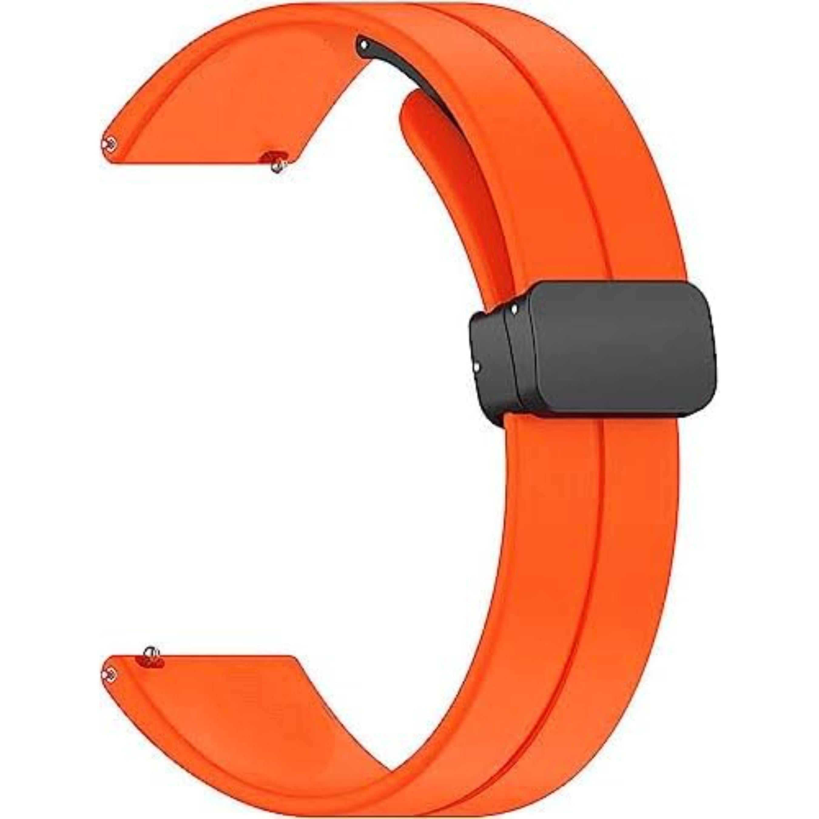 Lorenz Silicone 22mm Replacement Watch Strap with Adjustable Magnetic Lock Feature Compatible with Boat Xtend, Boat Xtend Pro, Noise & all other 22MM Watches (Orange)