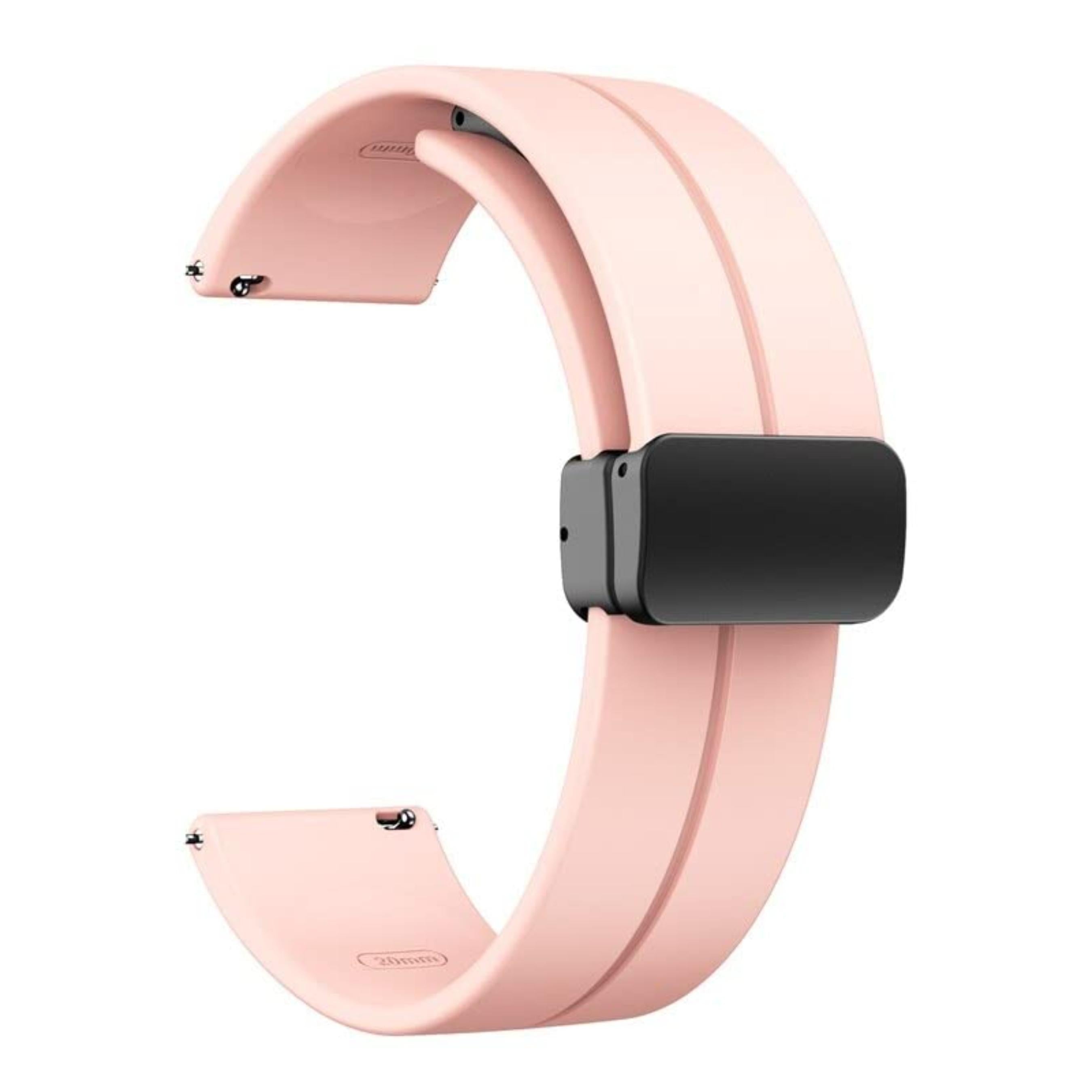 Lorenz Silicone 22mm Replacement Watch Strap with Adjustable Magnetic Lock Feature Compatible with Boat Xtend, Boat Xtend Pro, Noise & all other 22MM Watches (Pink)