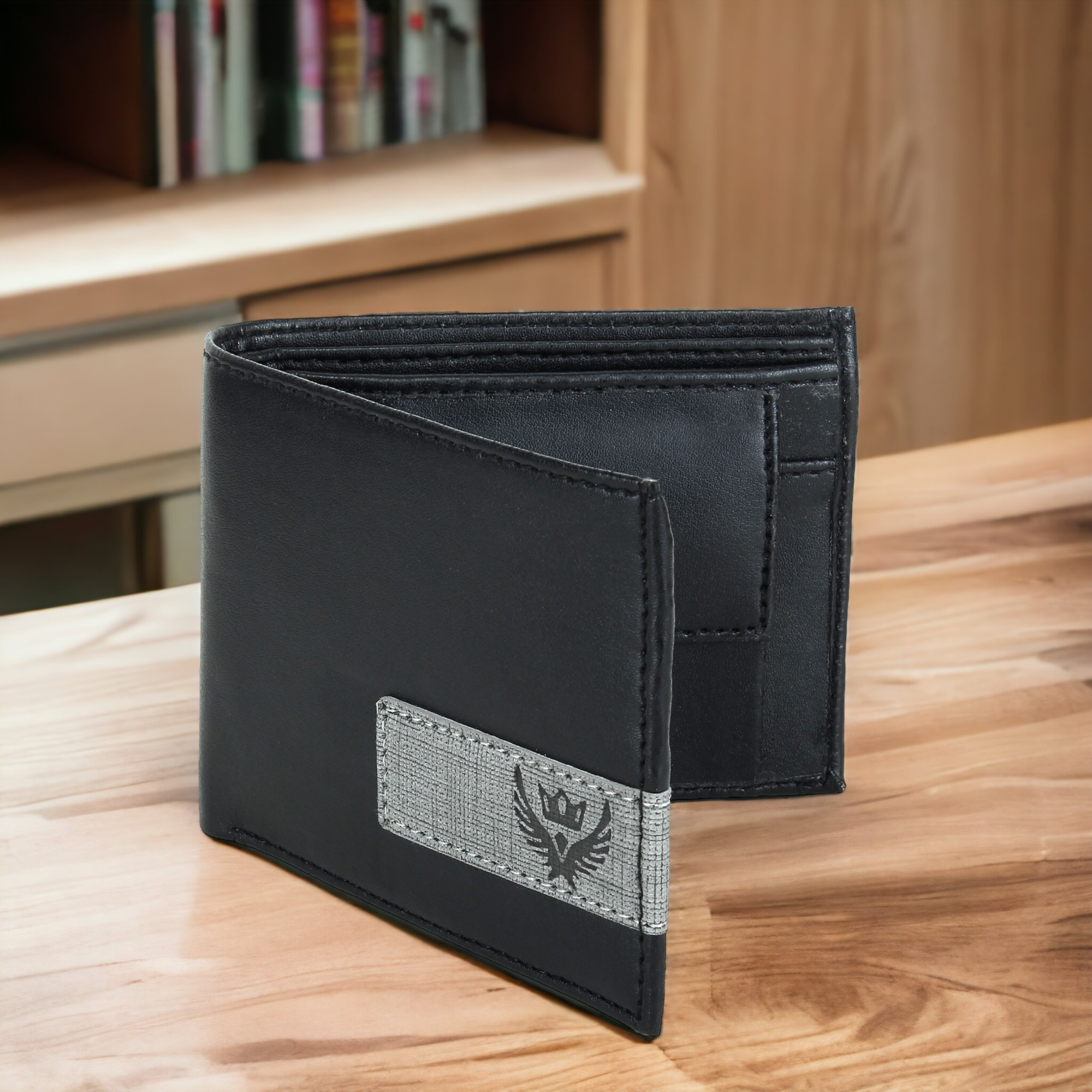 Lorenz PU Leather Gray Strip Bi Fold Wallet for Men Black WL 18 Lorenz Fashion