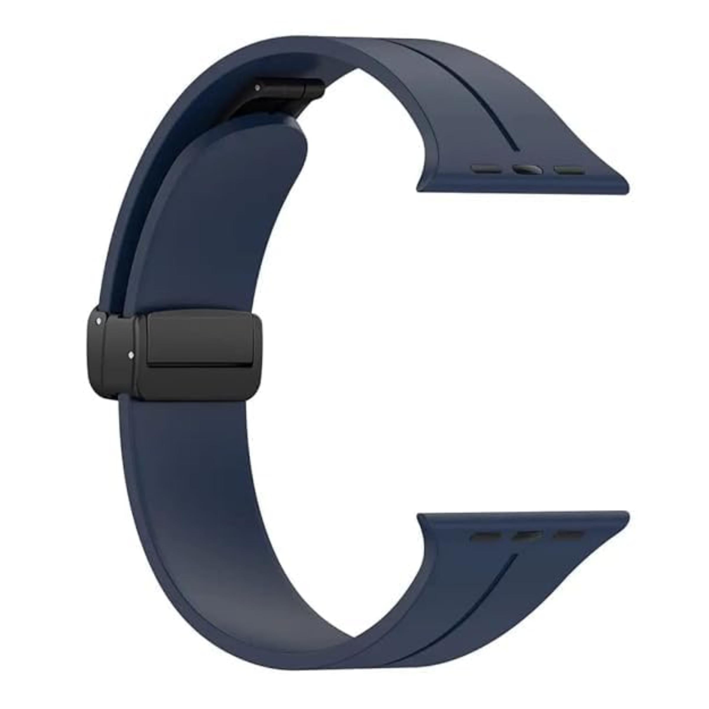 LORENZ Silicone Replacement iWatch Strap with Adjustable Magnetic Lock Feature Compatible with 42mm/44mm/45mm/49mm Watches (NAVY BLUE)