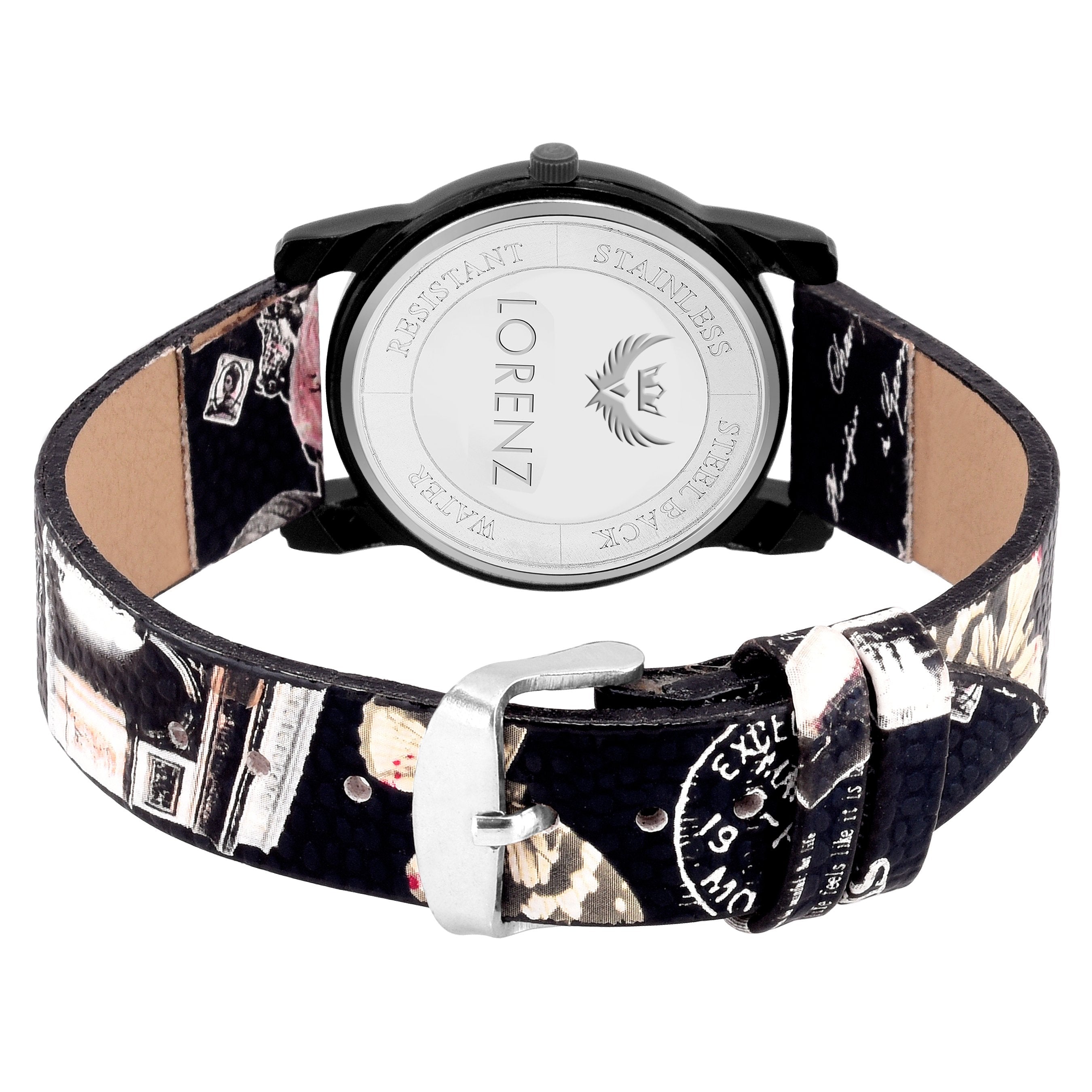 Lorenz Black Dial Printed Leather Strap Girls Watch -AS-38A - Lorenz Fashion
