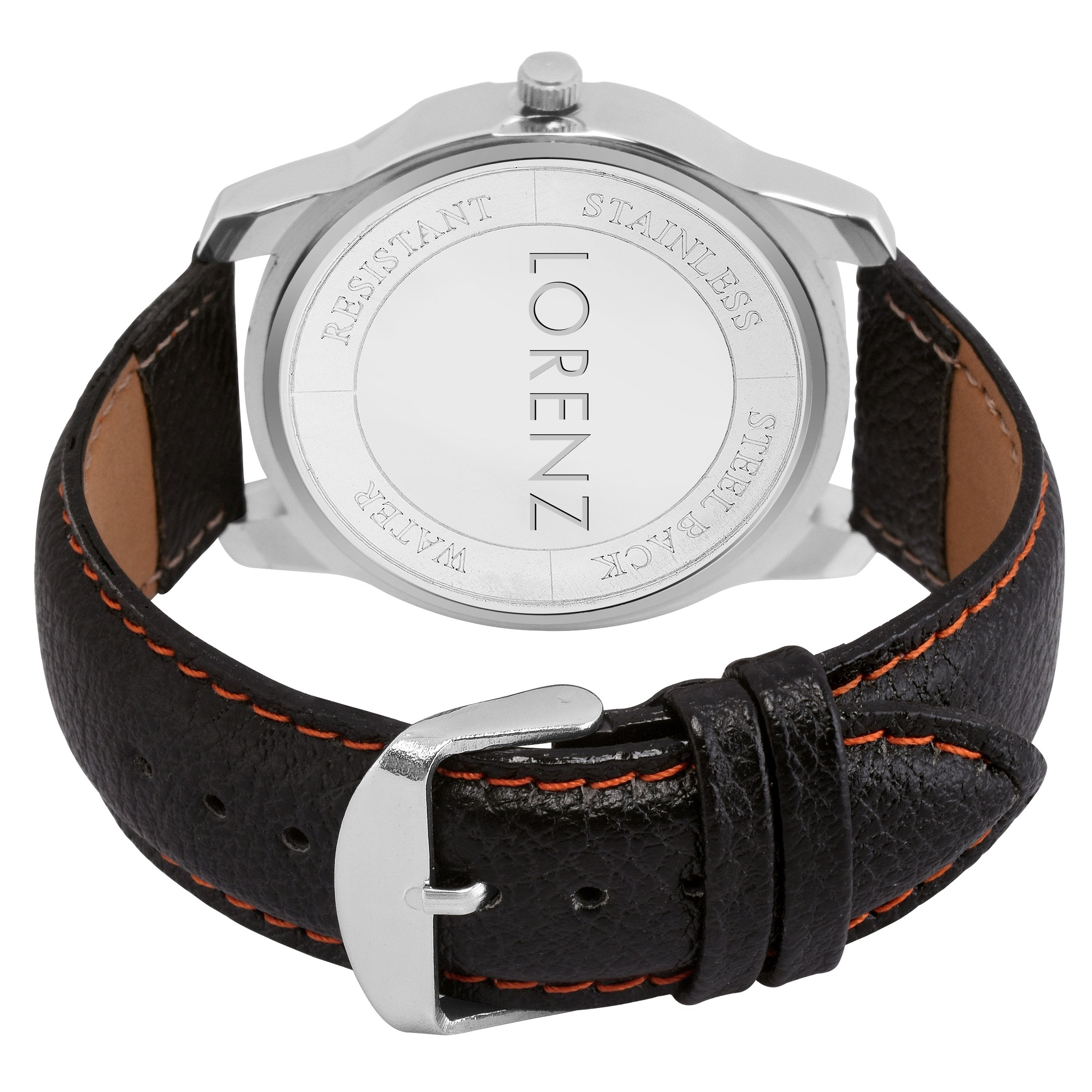 Lorenz Men's Black Strap Watch with Crisp White Dial