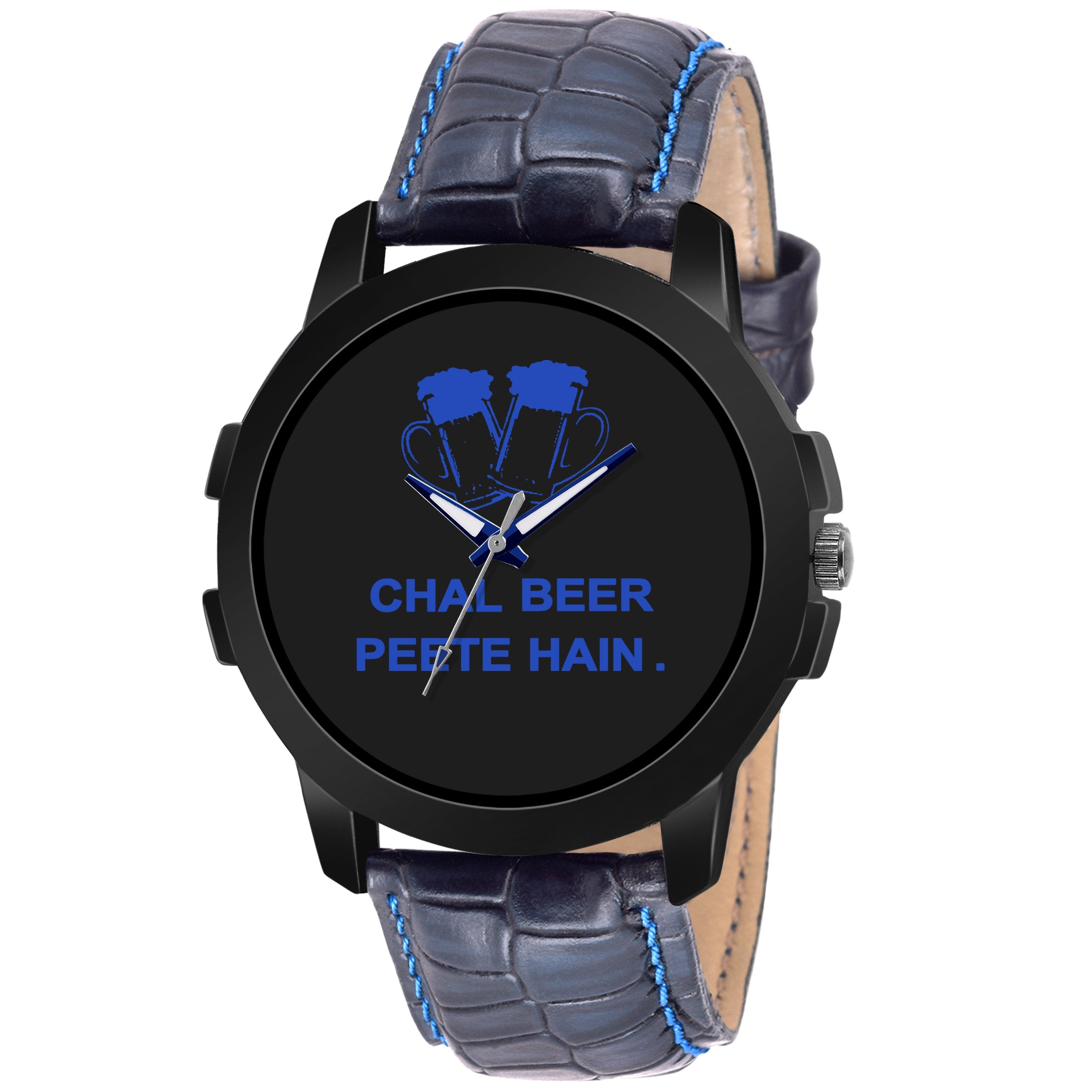 Lorenz CM-2023WL-06 Combo of Men's Blue 'CHAL Beer PEETE HAIN' Watch and Blue Wallet - Lorenz Fashion