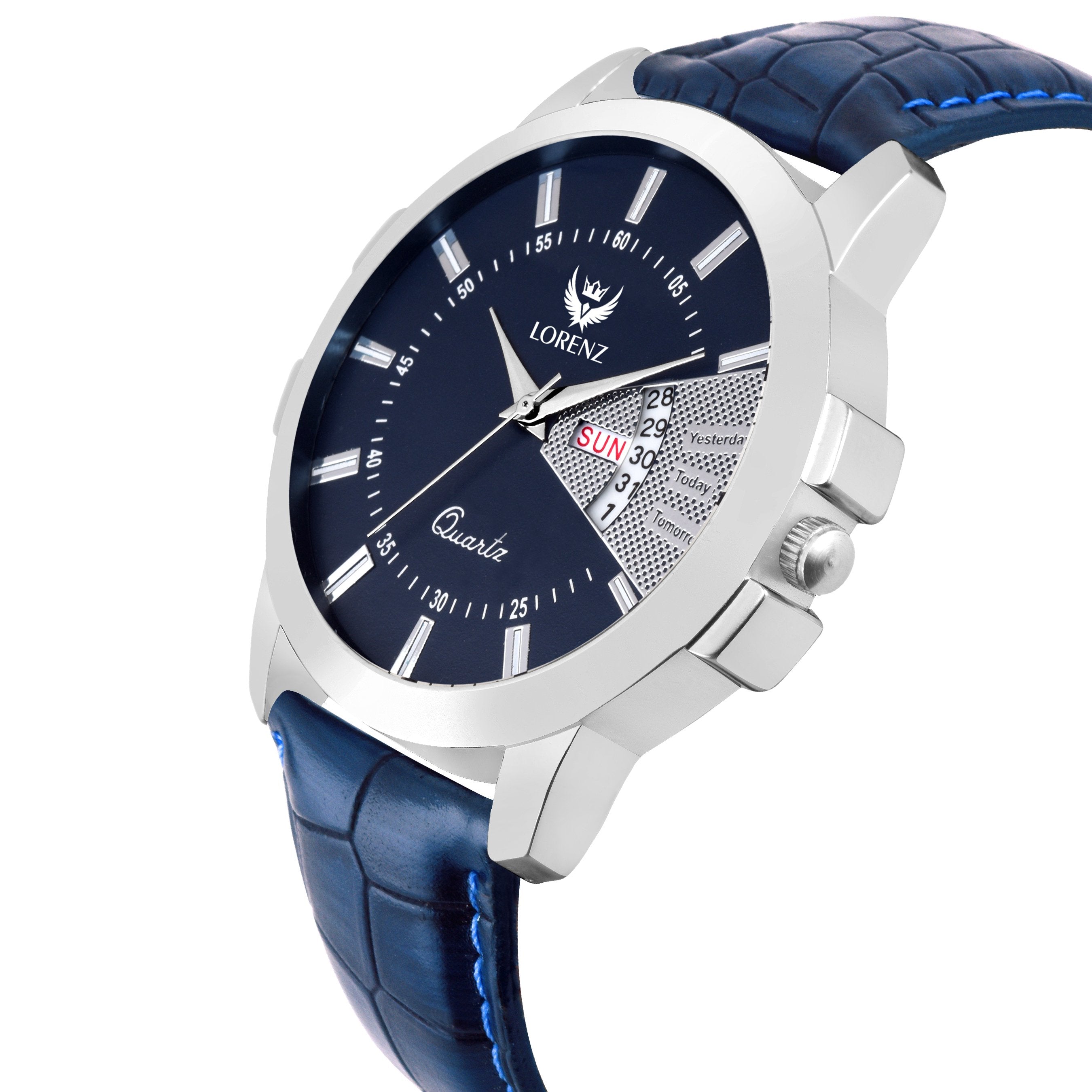 Lorenz CM-203WL-06 Combo of Men's Blue Dial Day & Date Watch and Blue Wallet - Lorenz Fashion