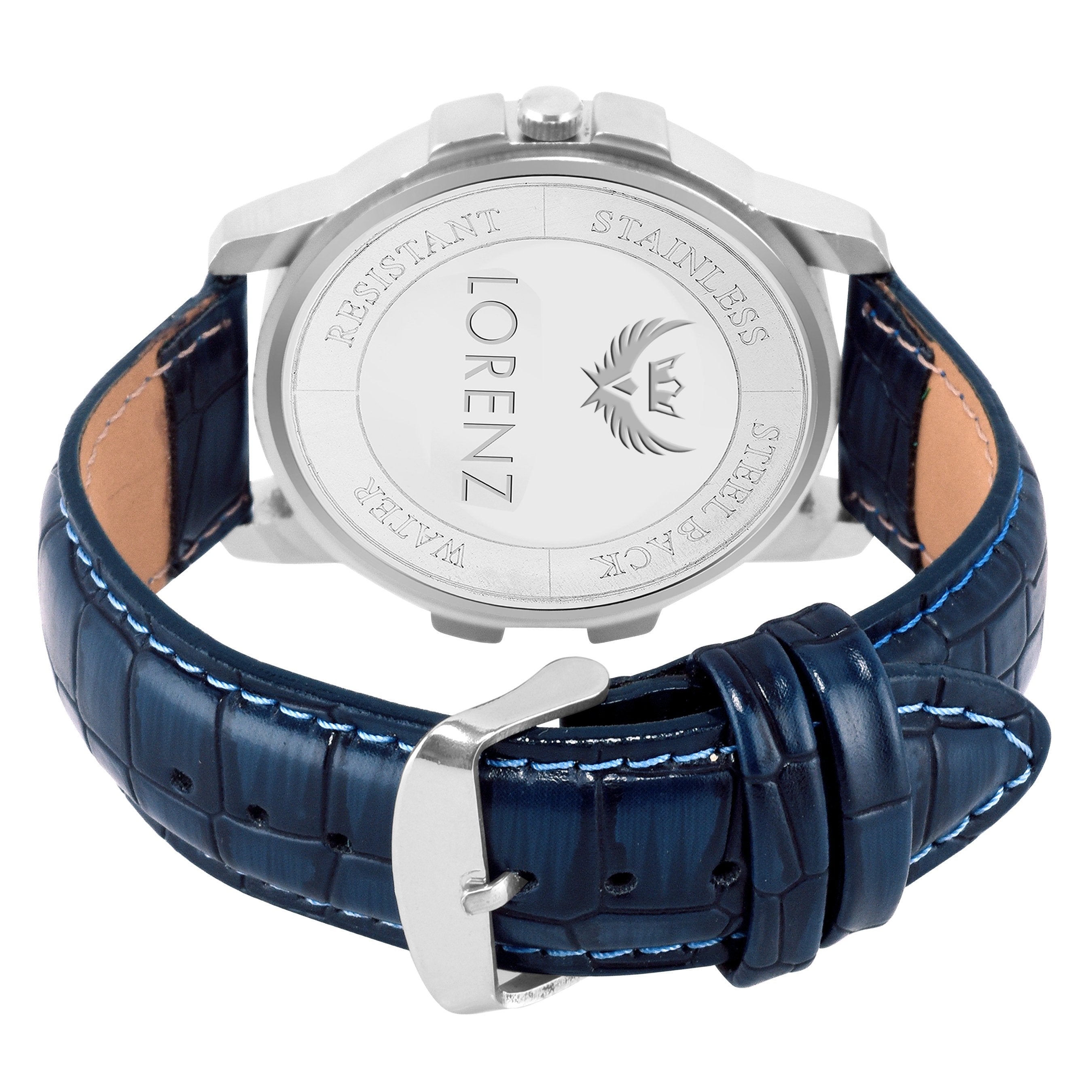 Lorenz CM-203WL-06 Combo of Men's Blue Dial Day & Date Watch and Blue Wallet - Lorenz Fashion