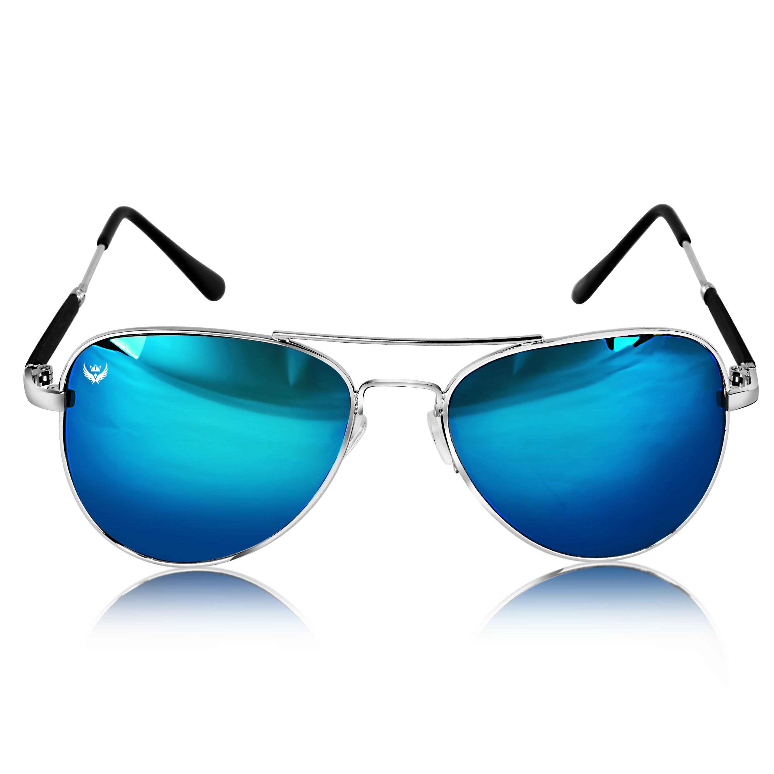 Lorenz Blue Reflector Sunglasses with a classic wayfarer style frame.