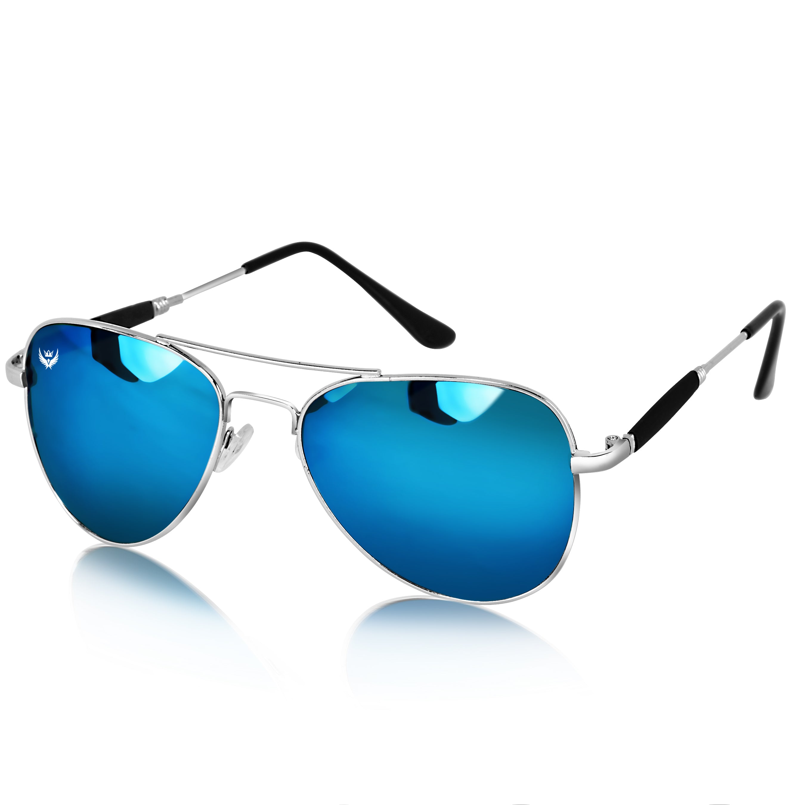 Lorenz Blue Reflector Sunglasses with a classic wayfarer style frame.