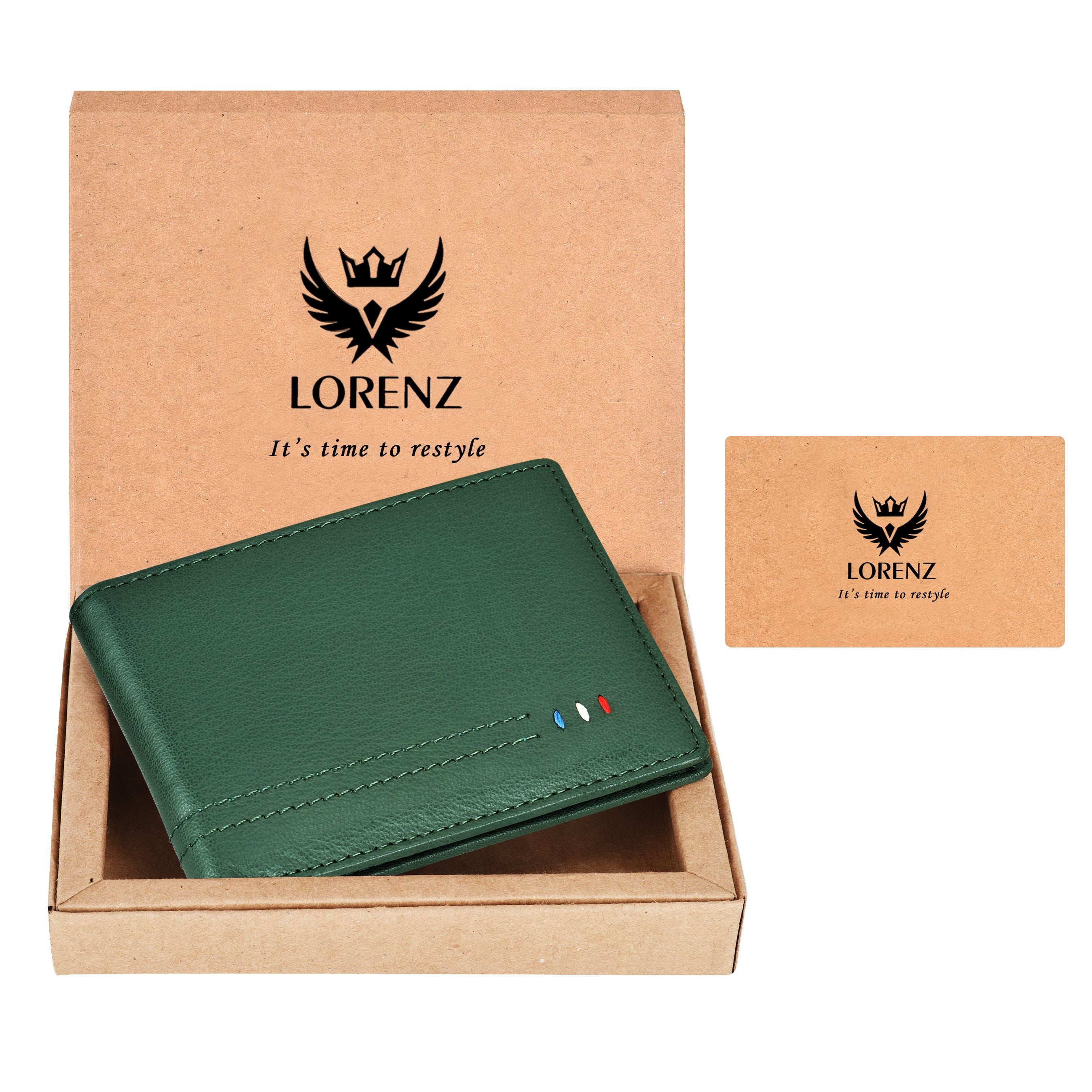 LORENZ® Bi-Fold Embossed Box Pattern Tan RFID Blocking Leather Wallet for  Men with Zipper