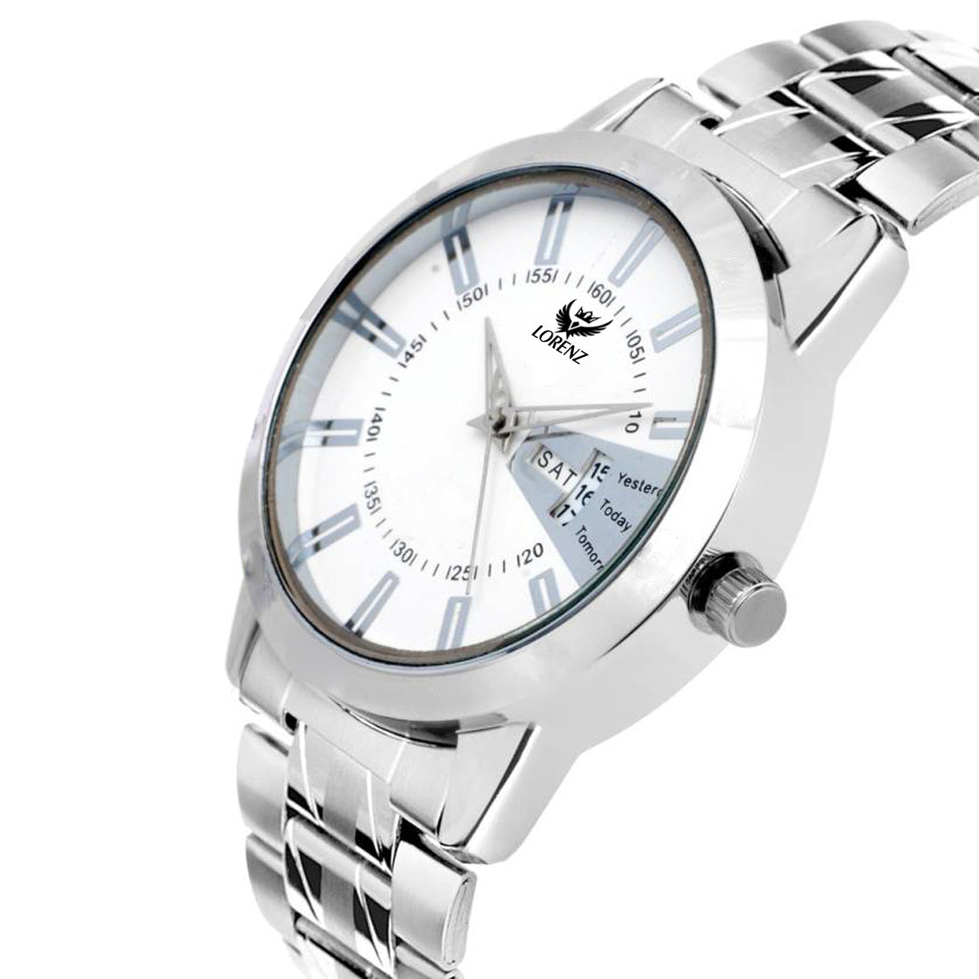 Lorenz Mk-1047A Day & Date Edition White Dial Analog Watch for Men - Lorenz Fashion