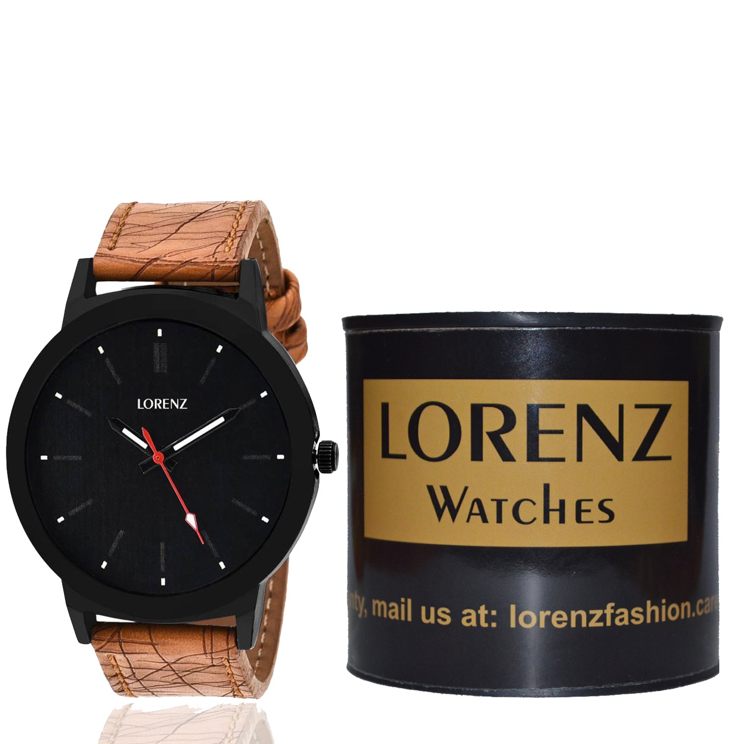 Lorenz MK-1061A Dotted Big Black Dial Watch for Men & Boys - Lorenz Fashion