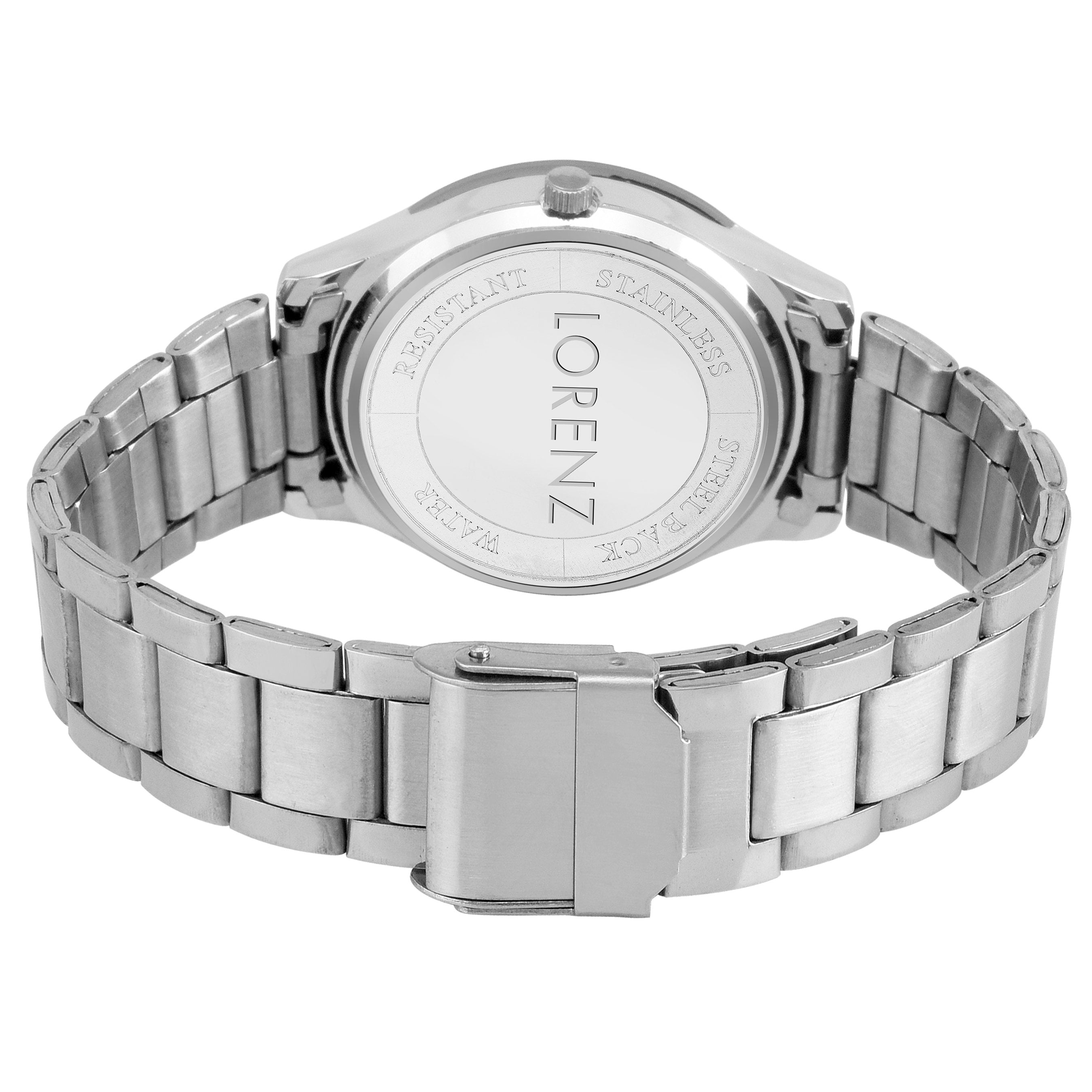 Lorenz MK-2030W Stainless Steel Black Dial Watch for Men - Lorenz Fashion
